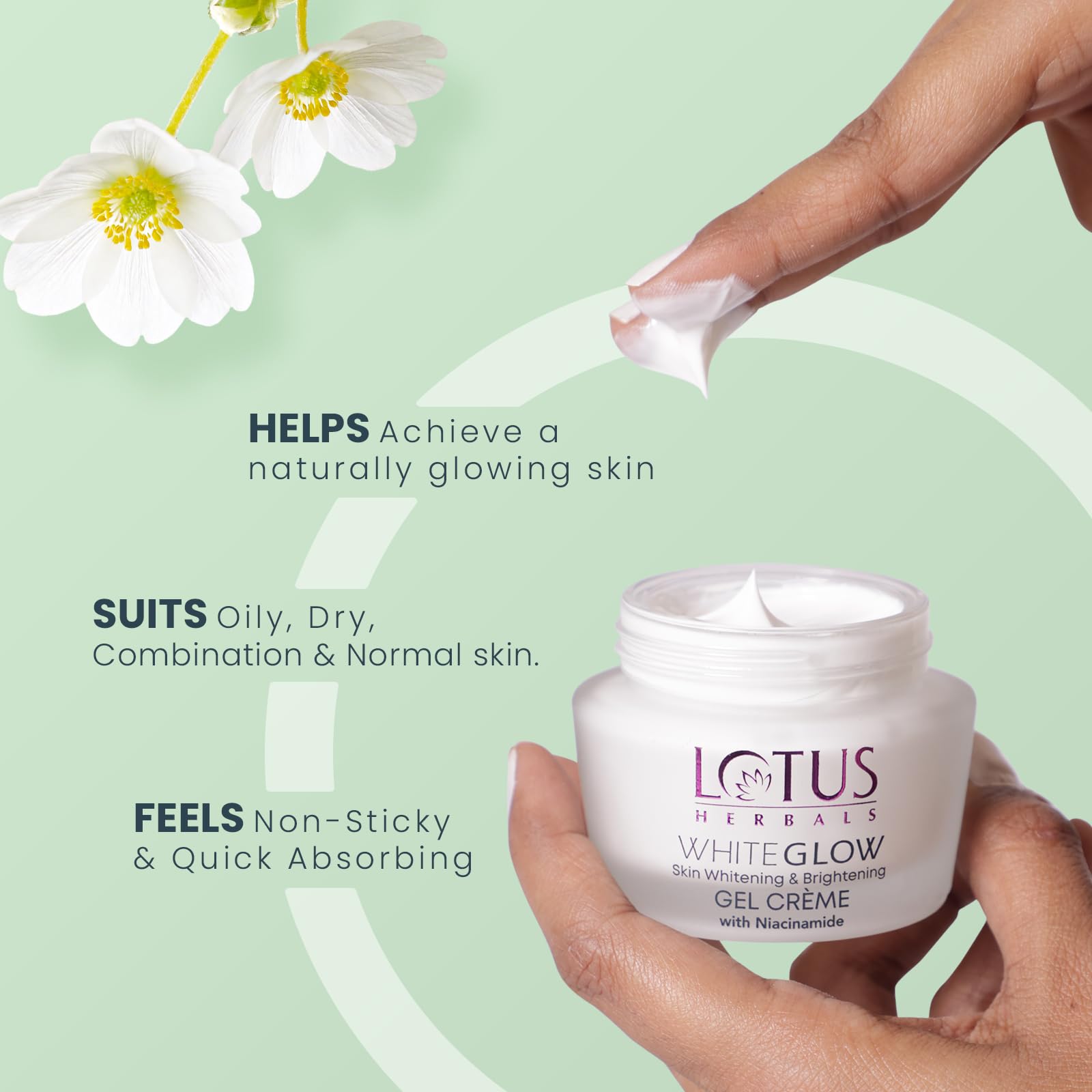 Lotus Herbals WhiteGlow Skin Whitening And Brightening Gel, Face Cream with SPF-25, for all skin types, 40g – view 4