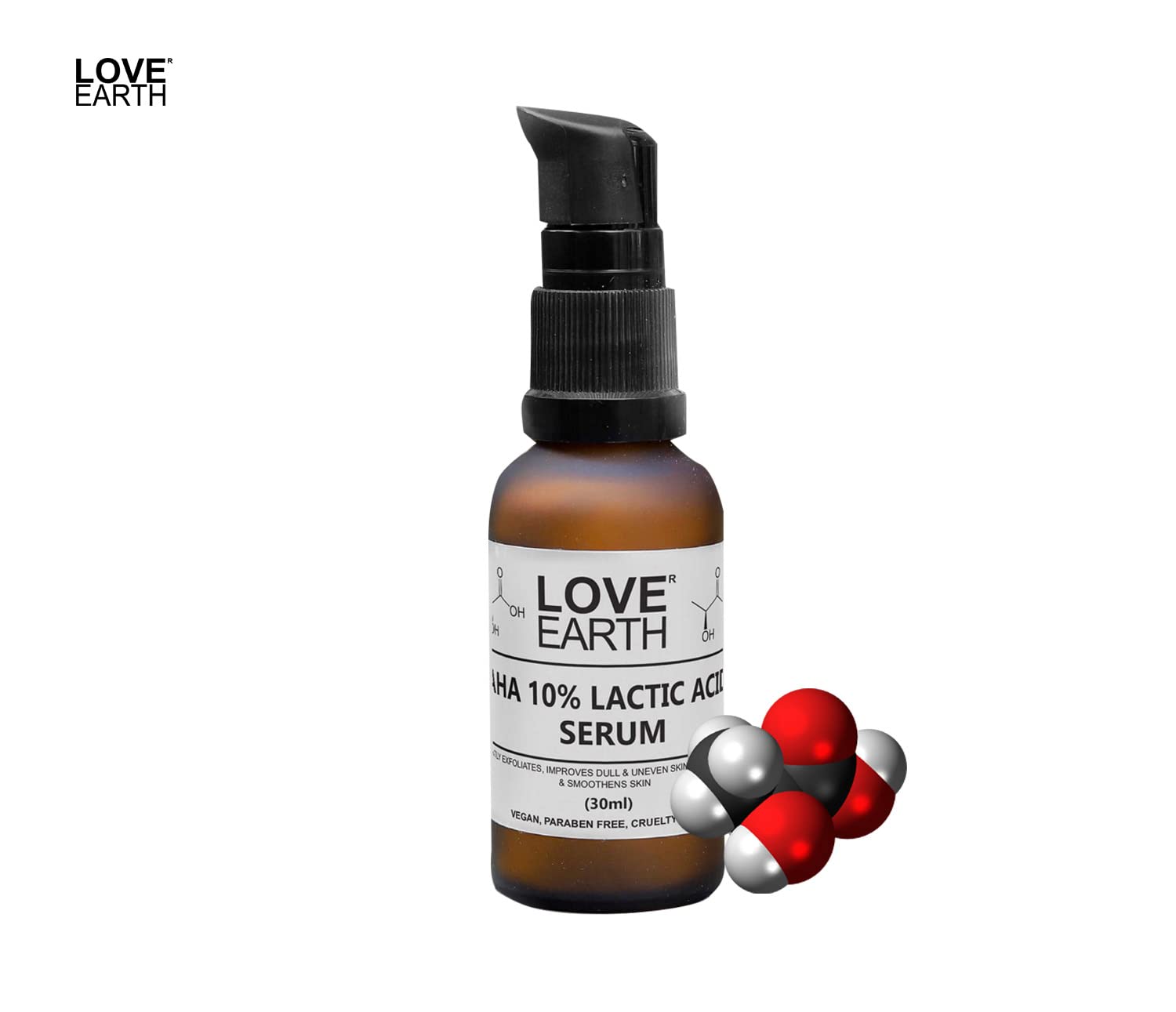 Love Earth AHA 10% Lactic Acid Serum With Organic Carrot Root & Hyaluronic Acid For Hyperpigmentation, Dark Spots & Ageing 30 ML – view 3