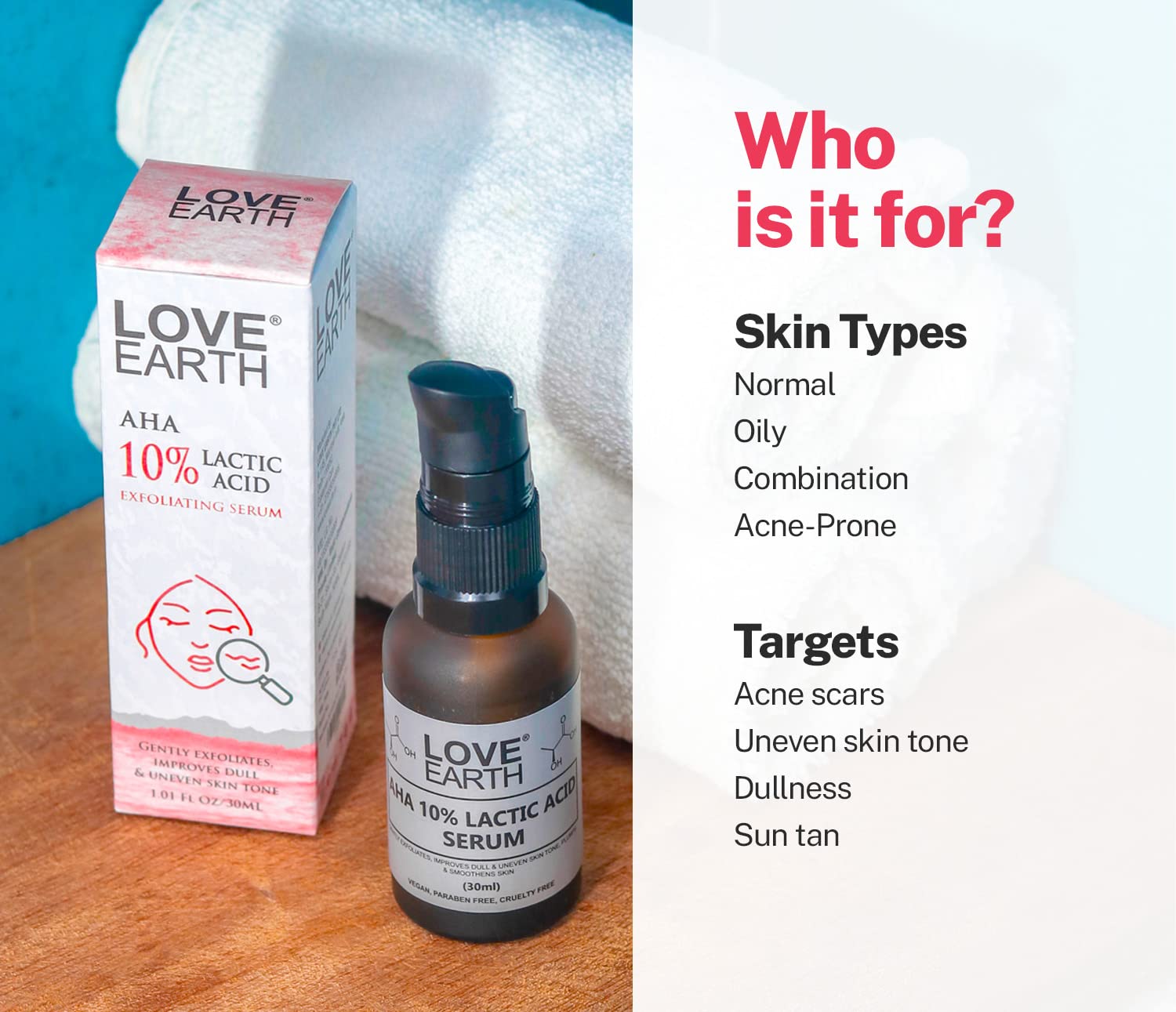 Love Earth AHA 10% Lactic Acid Serum With Organic Carrot Root & Hyaluronic Acid For Hyperpigmentation, Dark Spots & Ageing 30 ML – view 4