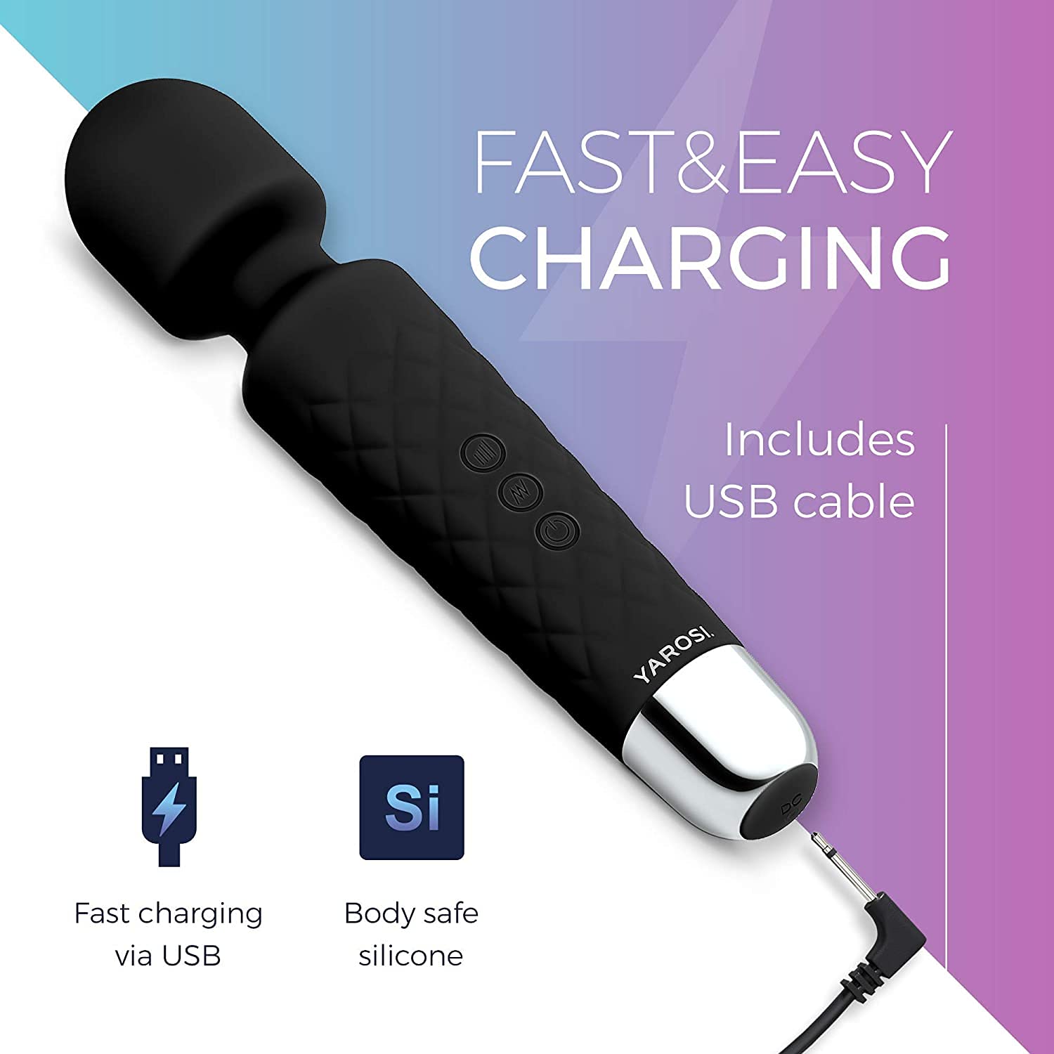 FEGSY Full Body Massager for Women & Men, Rechargeable Wireless Massager Machine for Pain Relief, Handheld Massager with Medical Grade Silicone, 8 Speeds, 20 Modes (Black+) – view 5