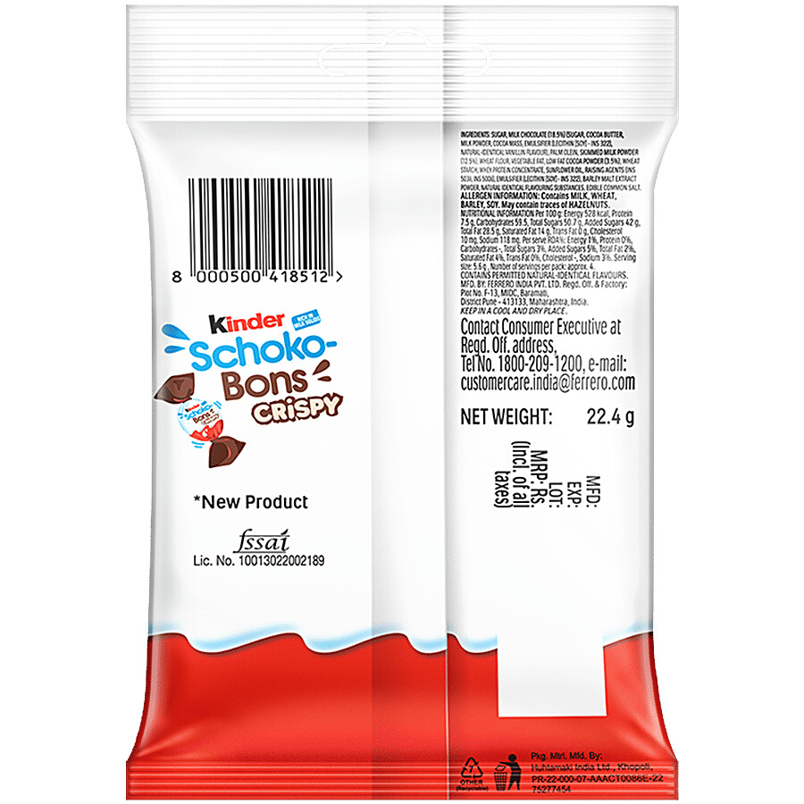 Kinder Schoko Bons Crispy - Milky & Cocoa, Crispy Wafer 22.4 g – view 2