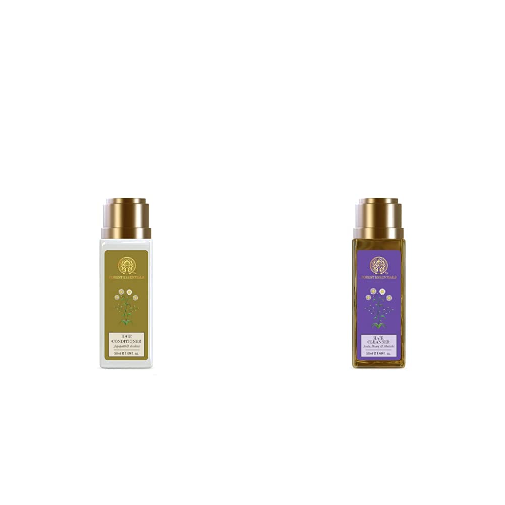 Forest Essentials hair care duo with two 50 ml bottles