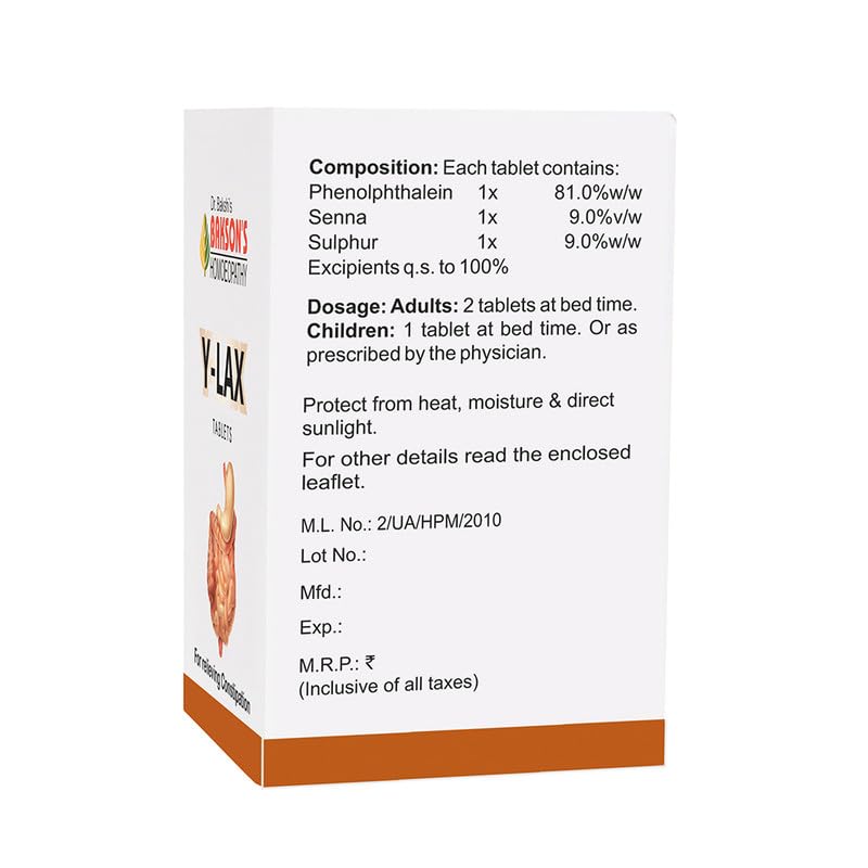 Dr. Bakshi's BAKSON'S HOMOEOPATHY Y-Lax Tablets- 90 Tablets (2 Pack of 45 Units) – view 3