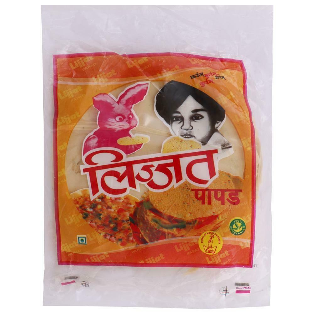 Lijjat garlic papad pack with 200g vegetarian Indian snack