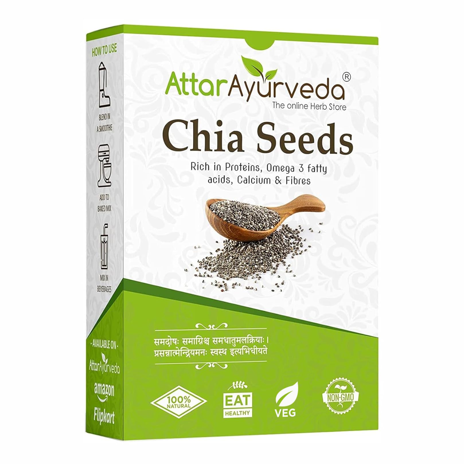 Attar Ayurveda Chia Seeds 250 gm - For Weight Management and Eating | Pure and Natural | Preservative-free | Non-GMO | Clean and Sorted | Rich in Calcium, Protein, Omega-3 & Fibre |