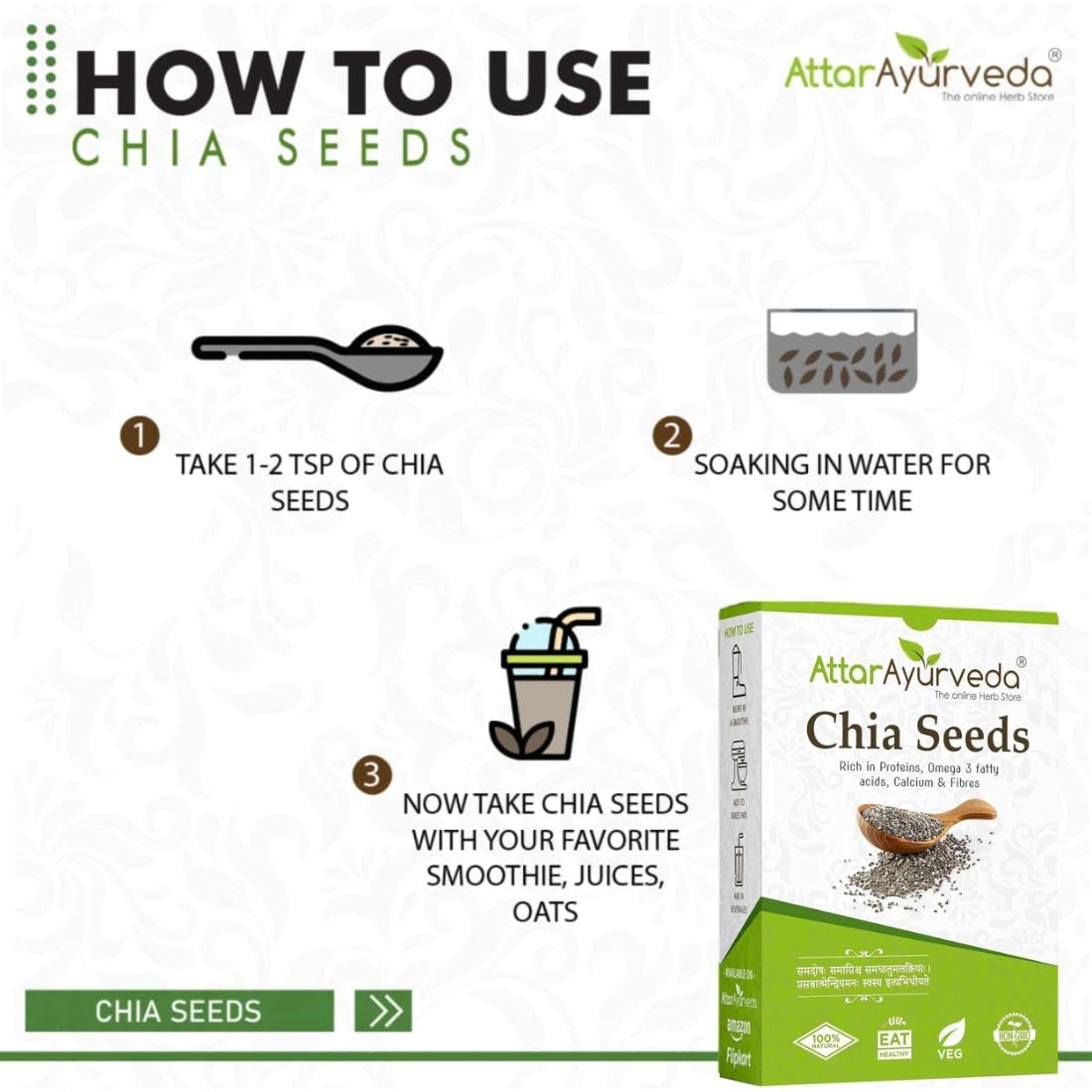 Attar Ayurveda Chia Seeds 250 gm - For Weight Management and Eating – view 6
