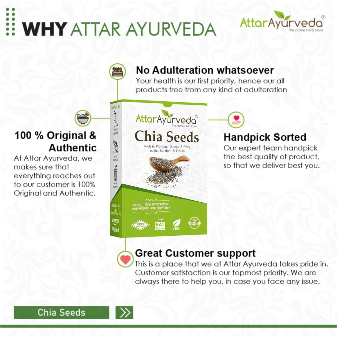 Attar Ayurveda Chia Seeds 250 gm - For Weight Management and Eating – view 7