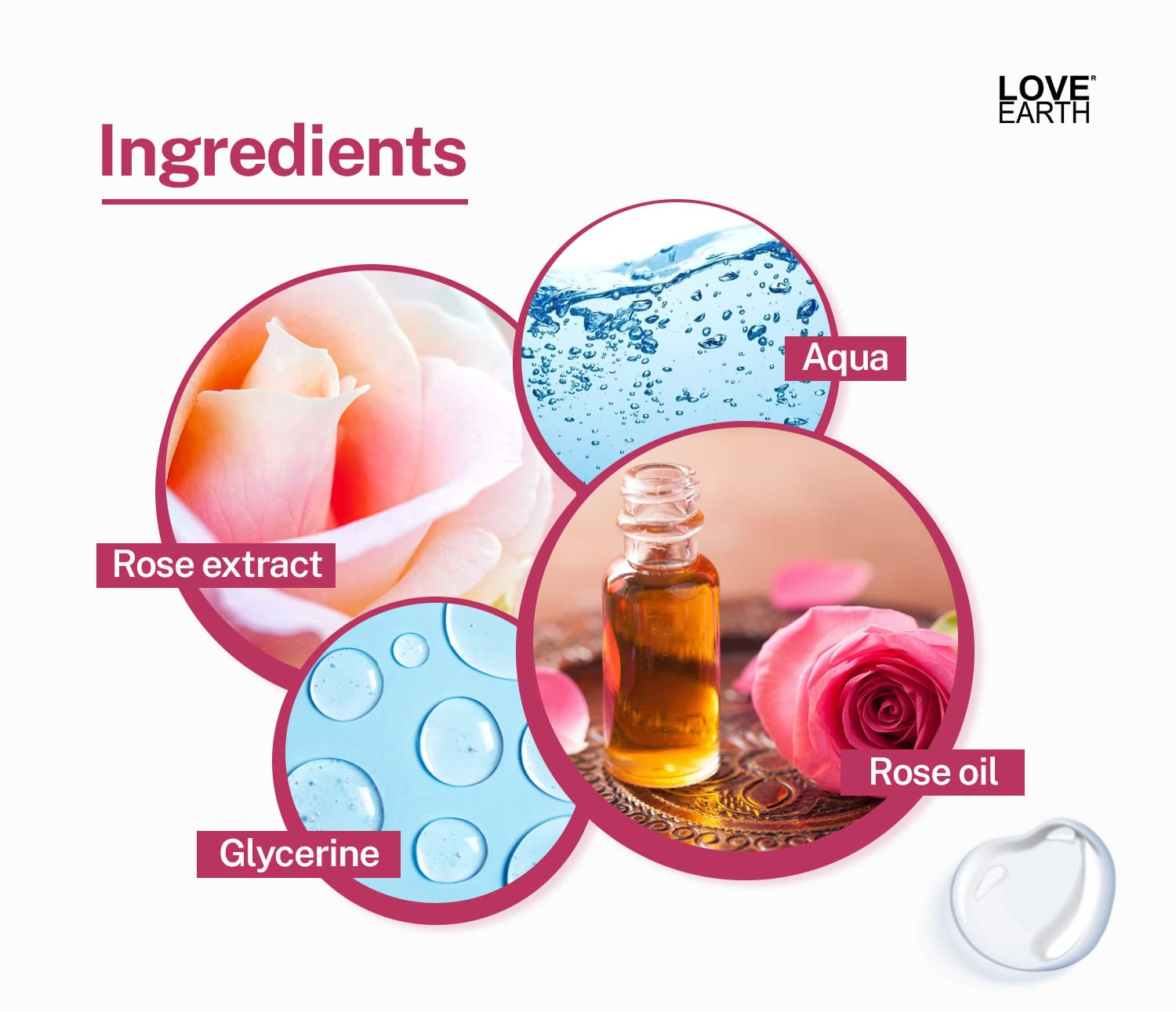 Love Earth Rose Water Gulab Jal Face Mist Toner with Real Rose Petals & Extracts for Skin Hydration and Natural Glow 100ml – view 3