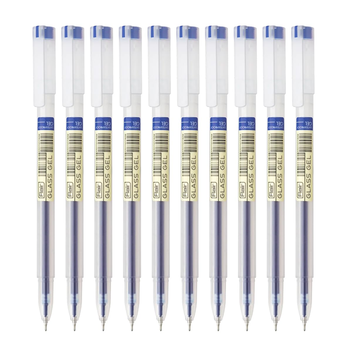 Twenty FLAIR blue gel pens in wallet pack with fine tips