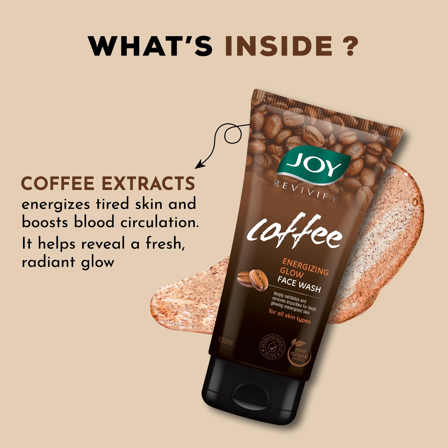 Joy Tan Removal Exfoliating Coffee Face Wash (150ml) – view 2