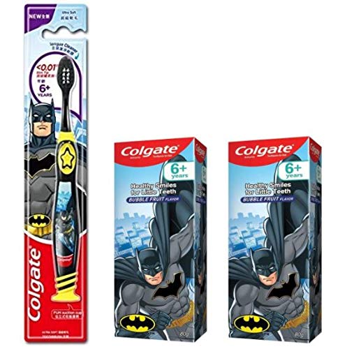 Batman kids toothbrush with tongue cleaner and toothpaste set