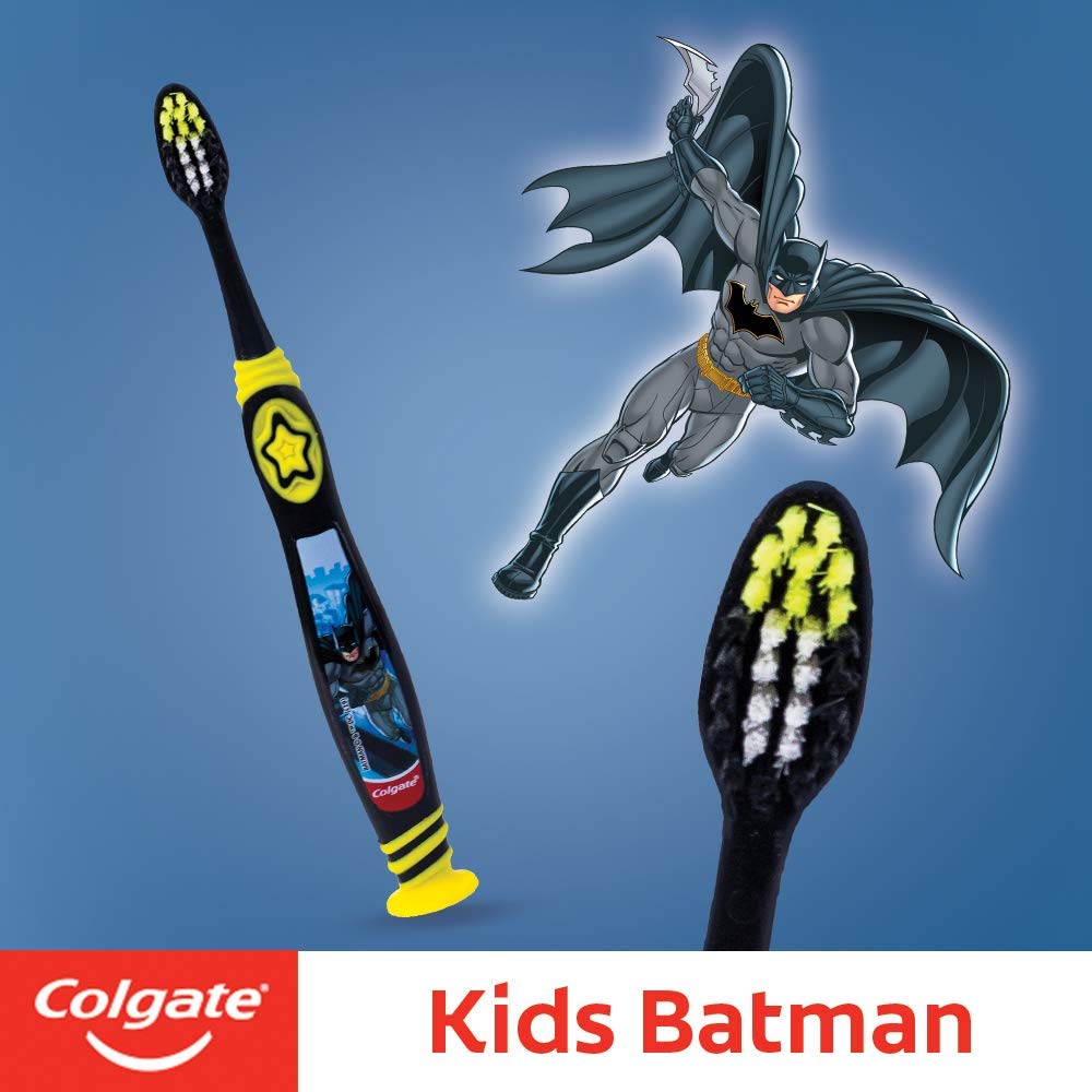 Colgate Kid'S Batman Anti Cavity Extra Soft Brush With Tongue Cleaner Toothbrush 1 Pc Batman Paste Anticavity Toothpaste For Kids 80G + 80G (Bubble Fruit Flavour), manual, Black – view 2