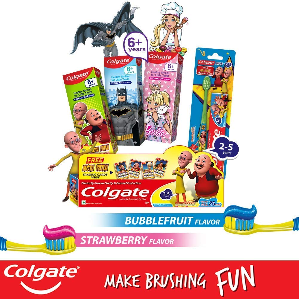 Colgate Kid'S Batman Anti Cavity Extra Soft Brush With Tongue Cleaner Toothbrush 1 Pc Batman Paste Anticavity Toothpaste For Kids 80G + 80G (Bubble Fruit Flavour), manual, Black – view 6