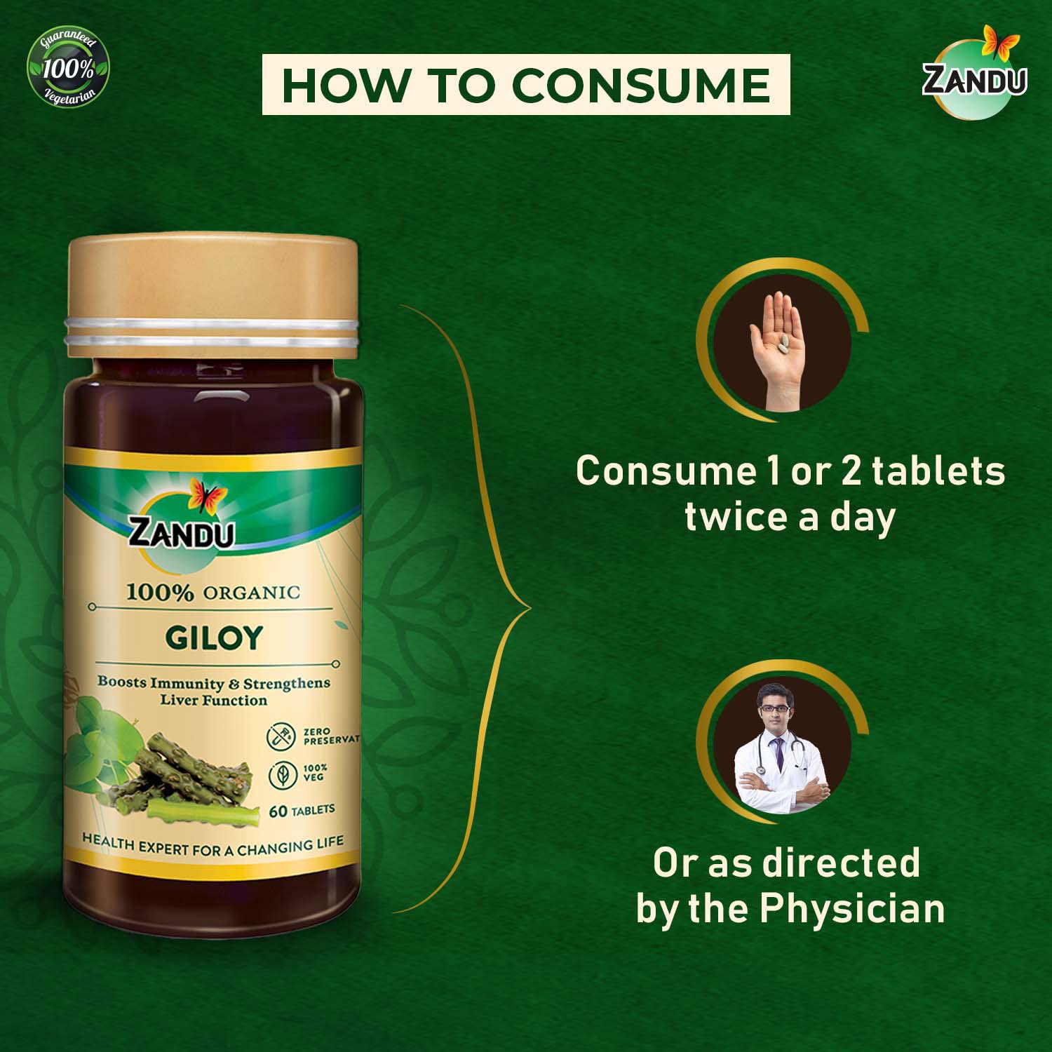 Zandu Giloy Tablets with 100% Pure Giloy Extract – view 6