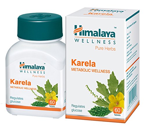 Front view of Himalaya Karela Metabolic Wellness tablet bottle