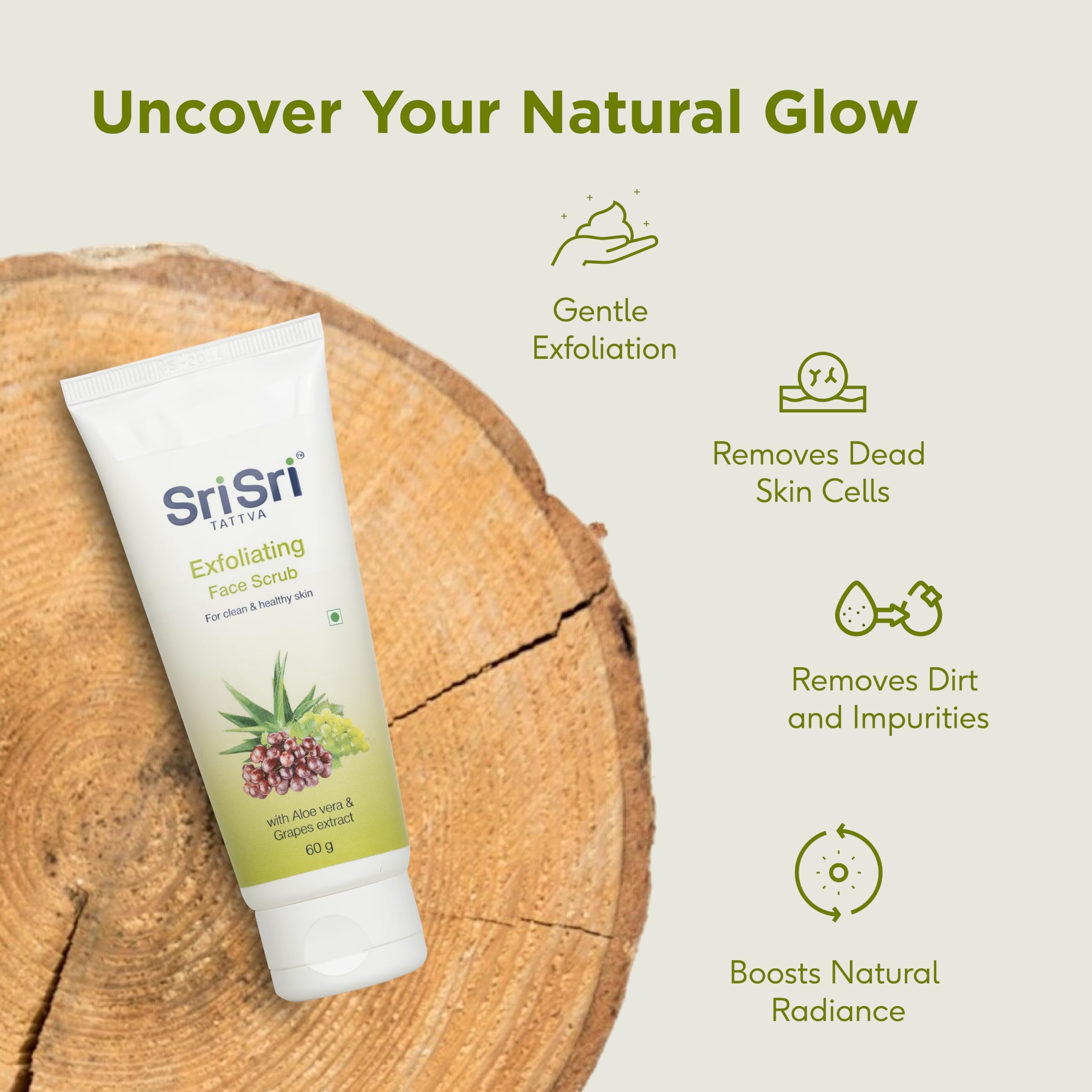 Sri Sri Tattva Exfoliating Face Scrub, 60g (Pack of 3) – view 3