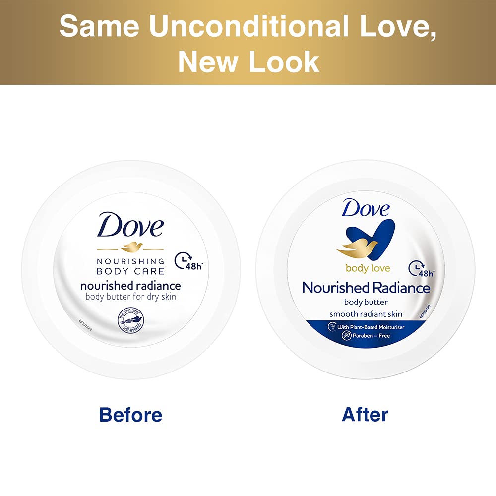 Dove Body Love Nourished Radiance Body Butter Paraben Free, 48hrs Moisturisation with Plant Based moisturiser Soft Radiant Skin 235g – view 6