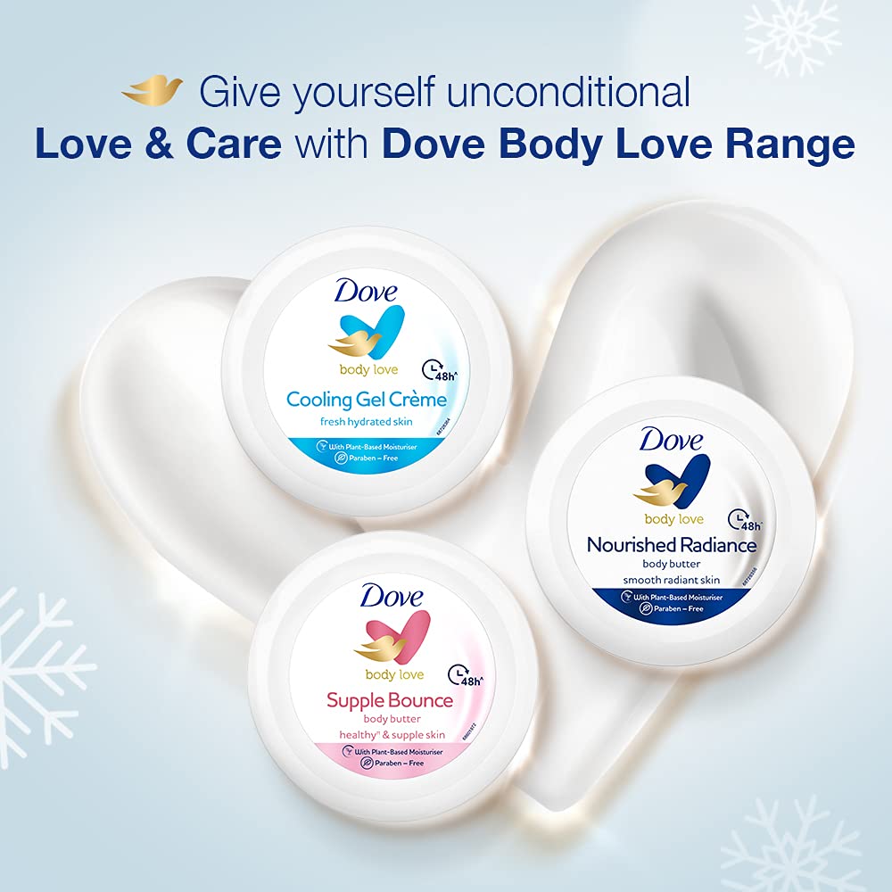Dove Body Love Nourished Radiance Body Butter Paraben Free, 48hrs Moisturisation with Plant Based moisturiser Soft Radiant Skin 235g – view 7