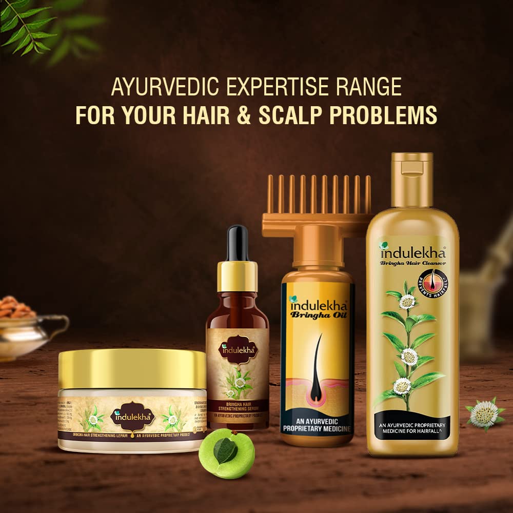 Indulekha Bringha Hair Mask, Reduces Hairfall, Strengthens Hair. Contains Bringharaj, Amla, Henna, Rosemary Oil to nourish & stregthen hair. No Synthetic Colour & Fragrance. For all hair types, 200ml – view 6