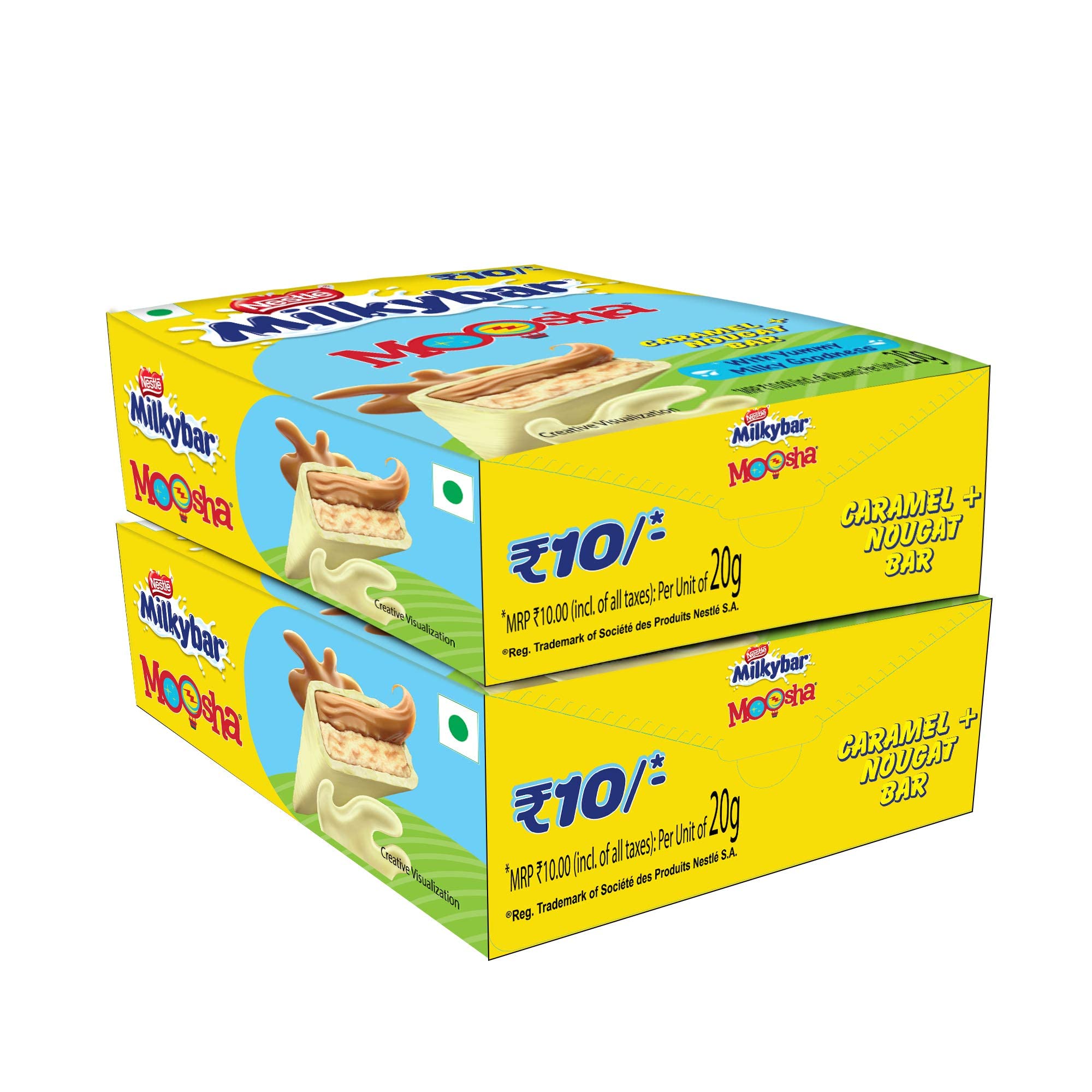 MOOSHA caramel nougat bars with Milkybar coating in box