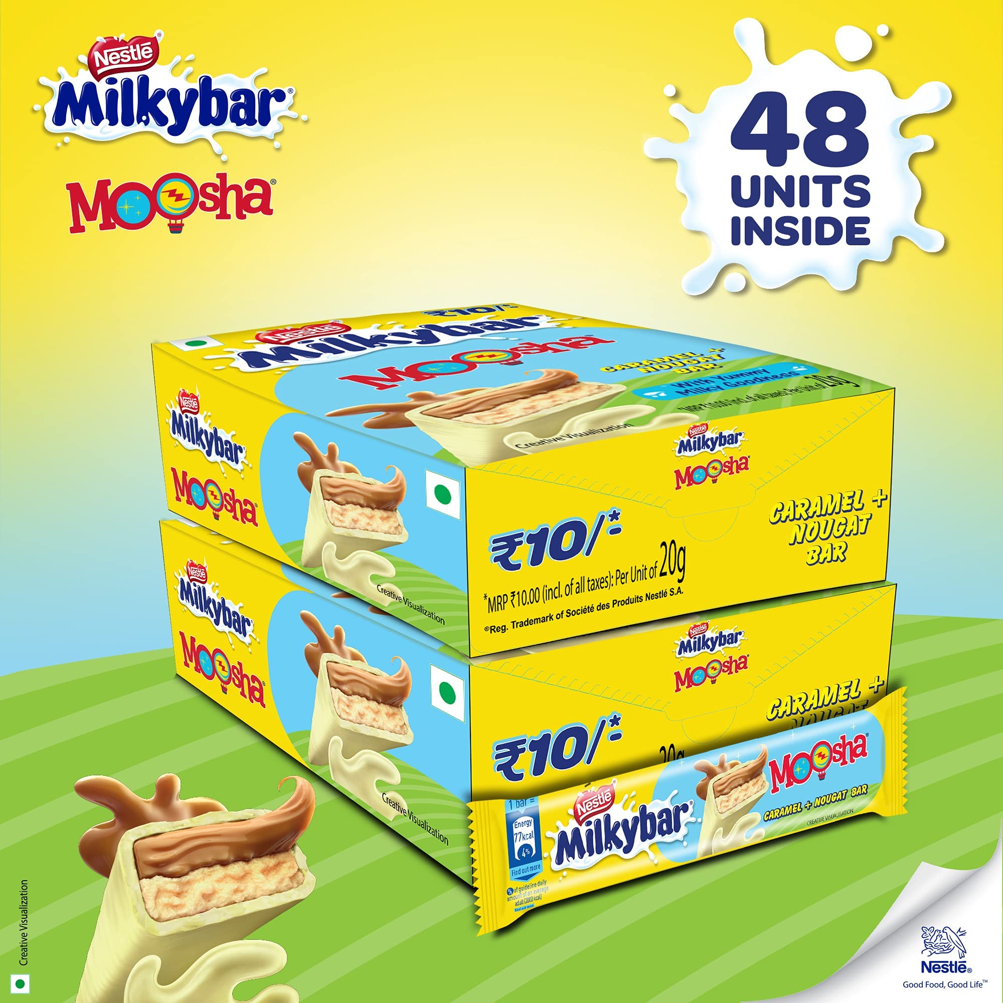 Nestle Milkybar Moosha Caramel + Nougat Bar- 18 gram Each Pack of 48 Units – view 2