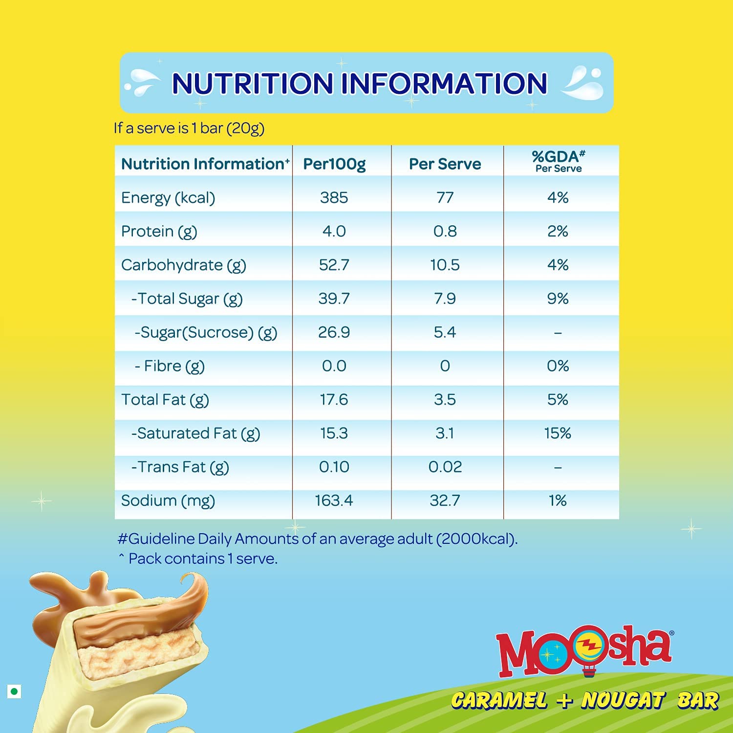 Nestle Milkybar Moosha Caramel + Nougat Bar- 18 gram Each Pack of 48 Units – view 6