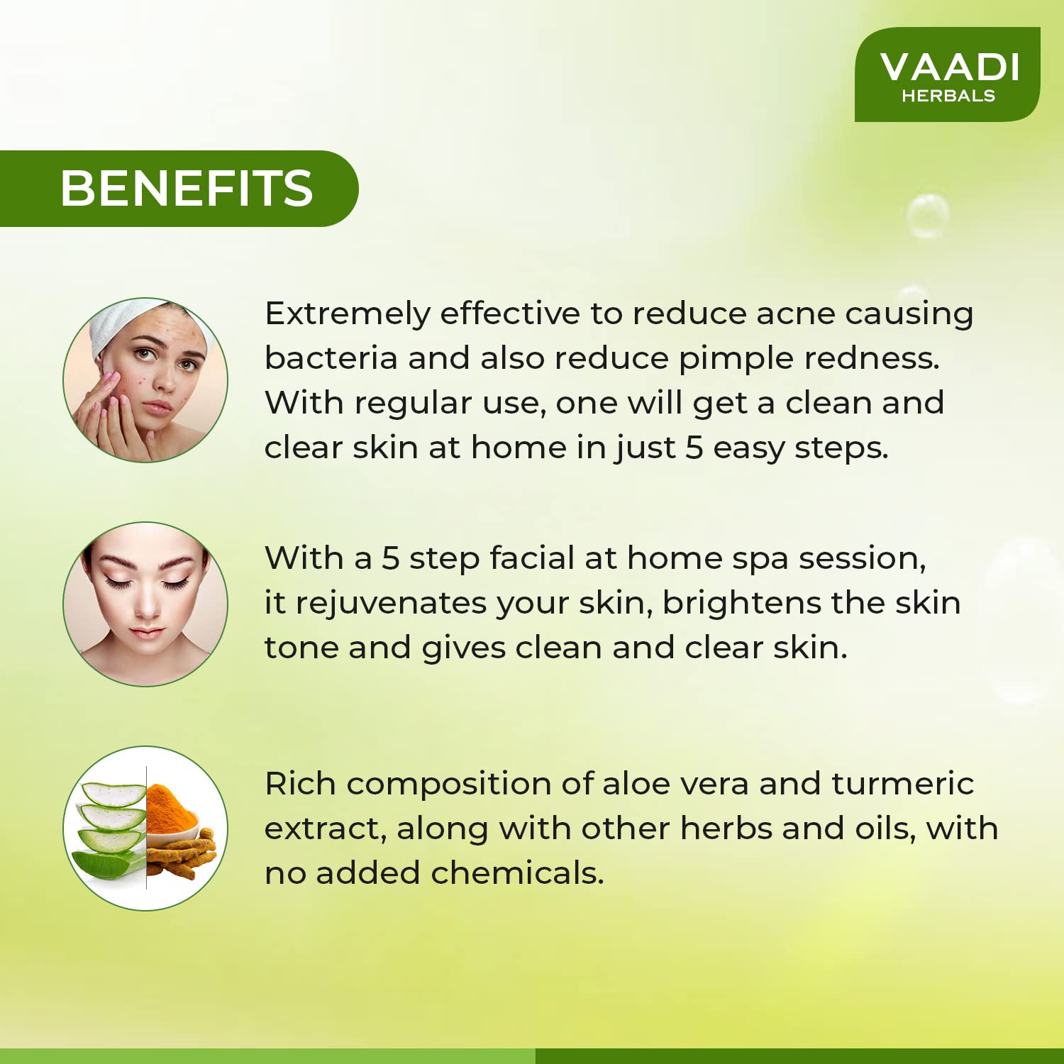 Vaadi Herbals Anti Acne Aloe Vera Facial Kit with Green Tea Extract, 70g – view 6