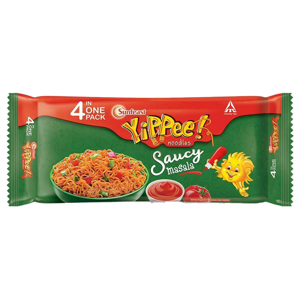 Front pack of Sunfeast YiPPee Mood Masala noodles 260 g