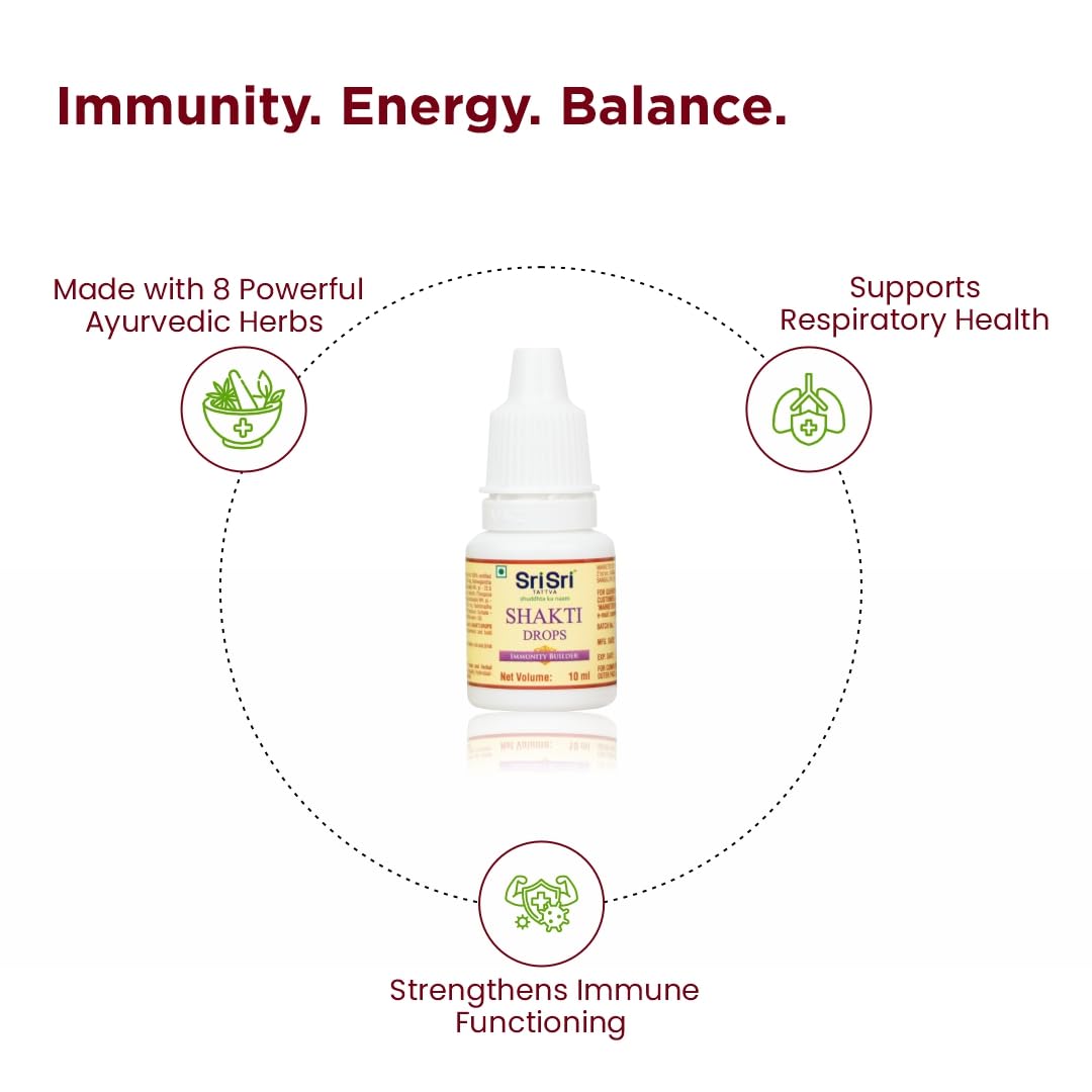Sri Sri TATTVA shuddhta ka naam Shakti Drops - Ayurvedic Immunity Booster for Adults & Kids - Natural Drops for Strength & Stamina - Relief from Cough, Cold & Sore Throat - 10ml (Pack of 1) – view 5