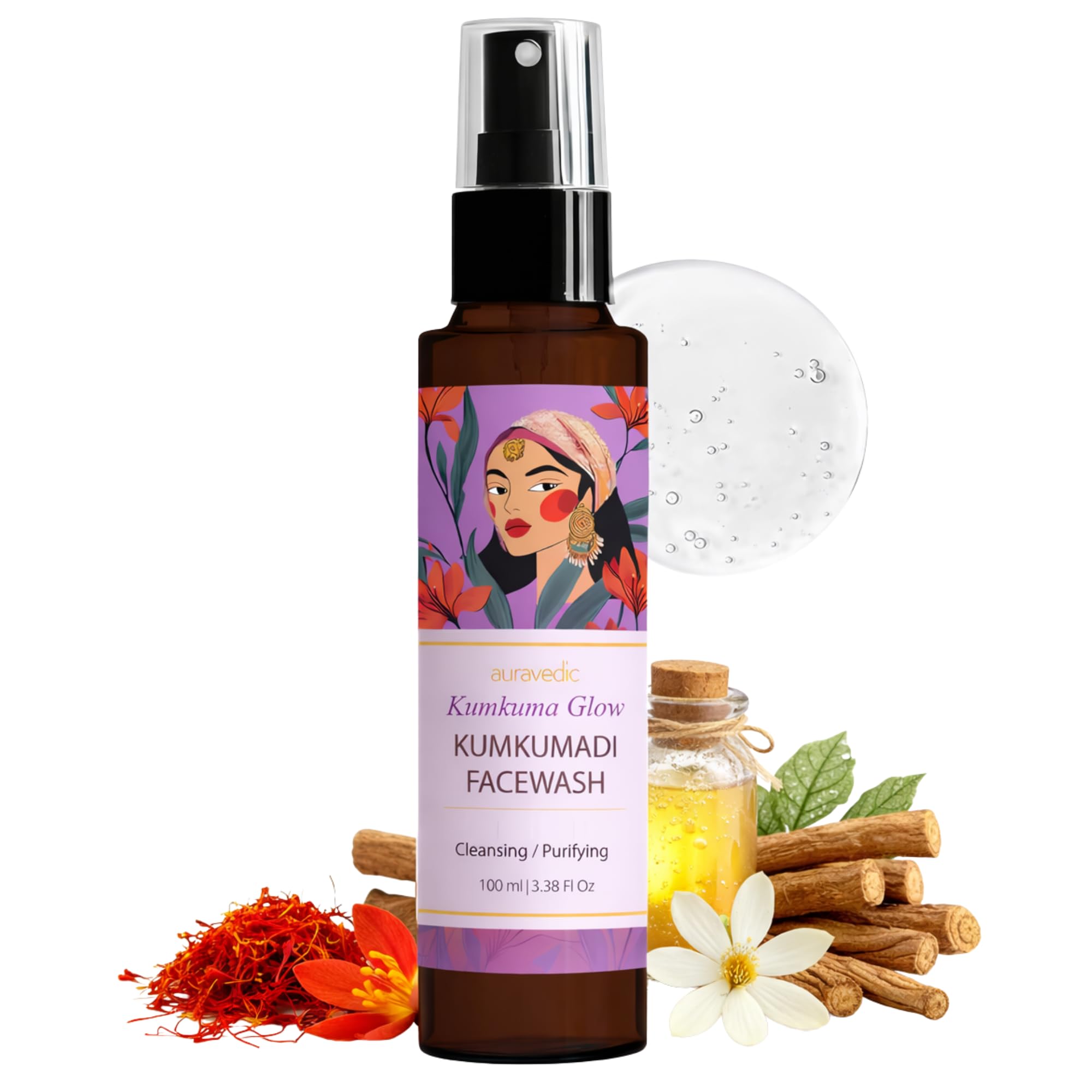 Auravedic Kumkumadi Face Wash 100ml tube packaging hero shot