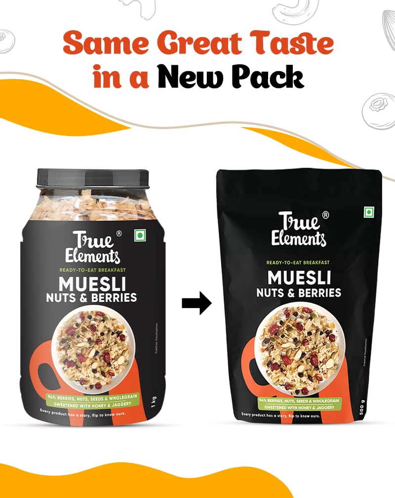 True Elements Crunchy Nuts & Berries Muesli 1kg – view 3