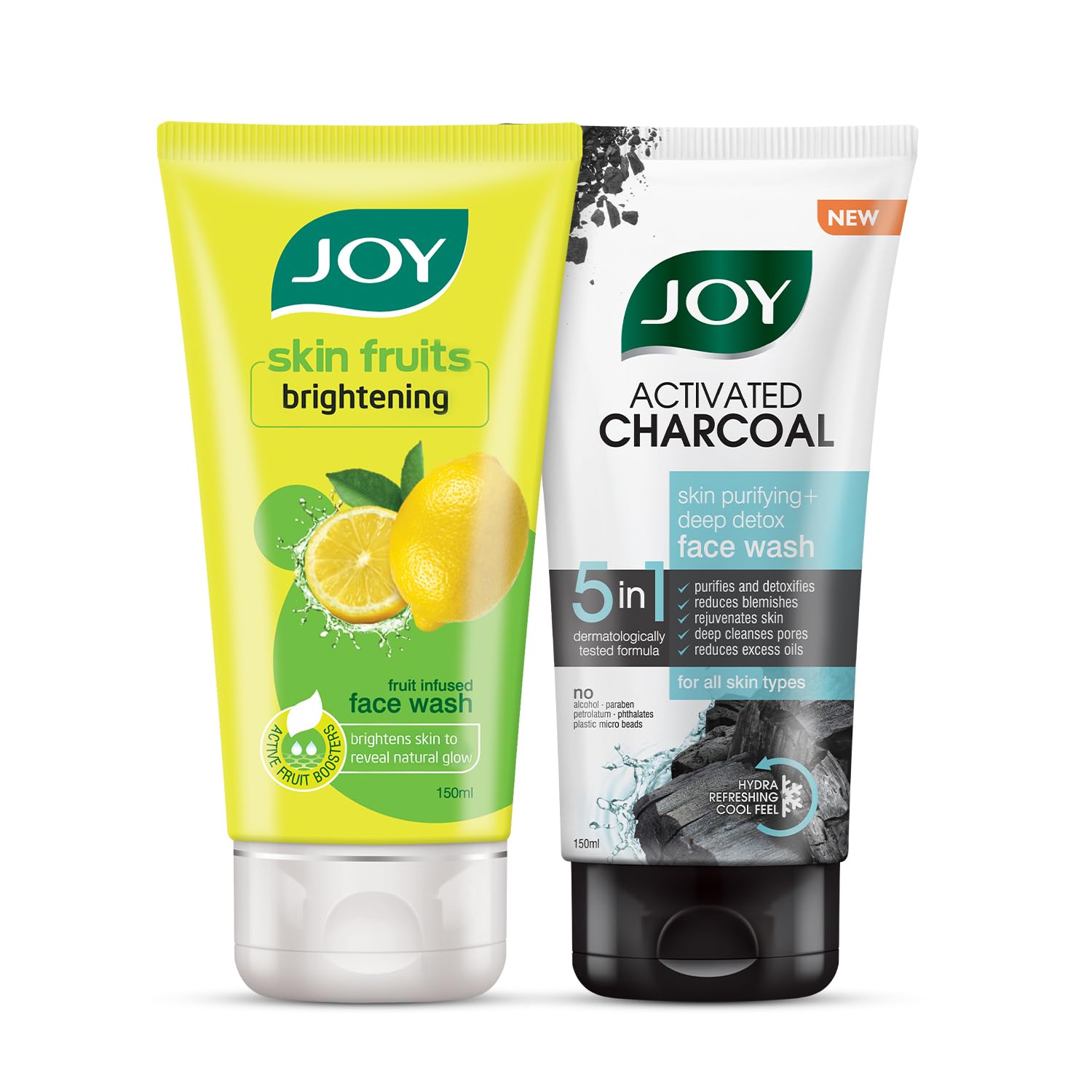 Joy lemon and charcoal gel face wash combo pack