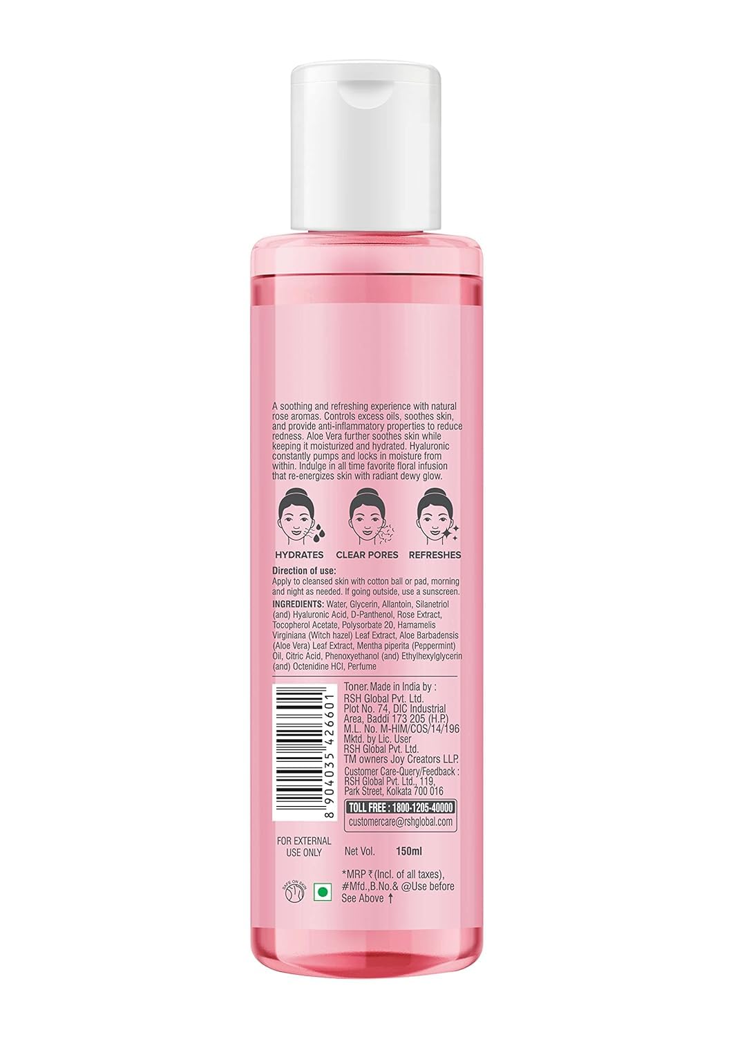 Joy Pink Rose Water Toner with Vitamin E, Hyaluronic Acid & Aloe Vera for Hydrating & Refreshing Skin (150ml) – view 7