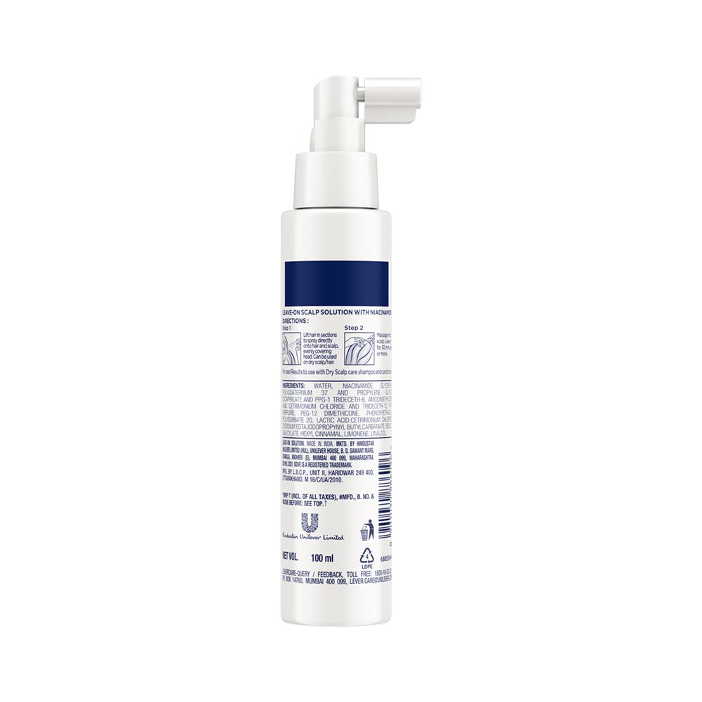 Dove Hair Therapy Dry Scalp Care Moisturizing Leave-on Solution, Sulphate Free, No Parabens & Dyes, With Niacinamide to relieve scalp dryness for smooth hair, 100 ml – view 2