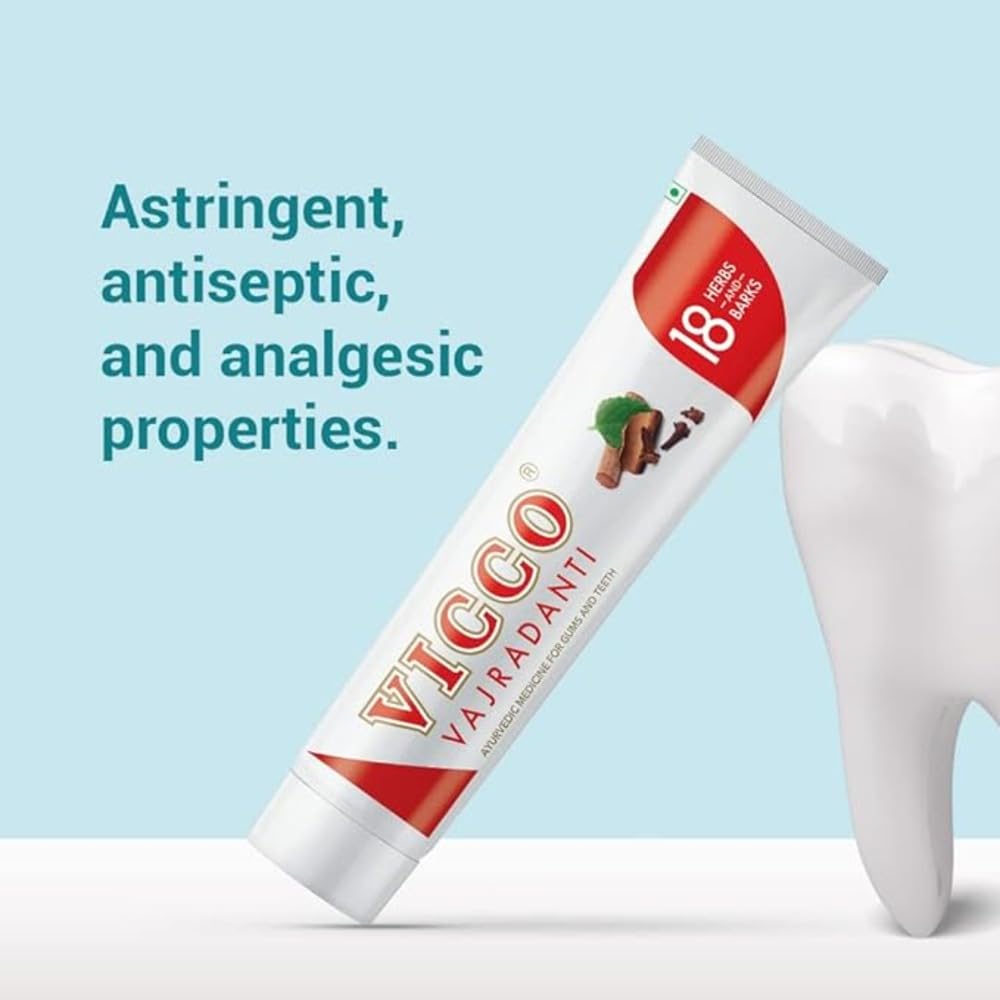 Vicco Vajradanti Ayurvedic Paste, Regular Flavour, 18 Essential Herbs and Barks, Prevents Bad Breath, For Strong and Healthy Teeth, 200 gms, (Pack of 2) – view 4