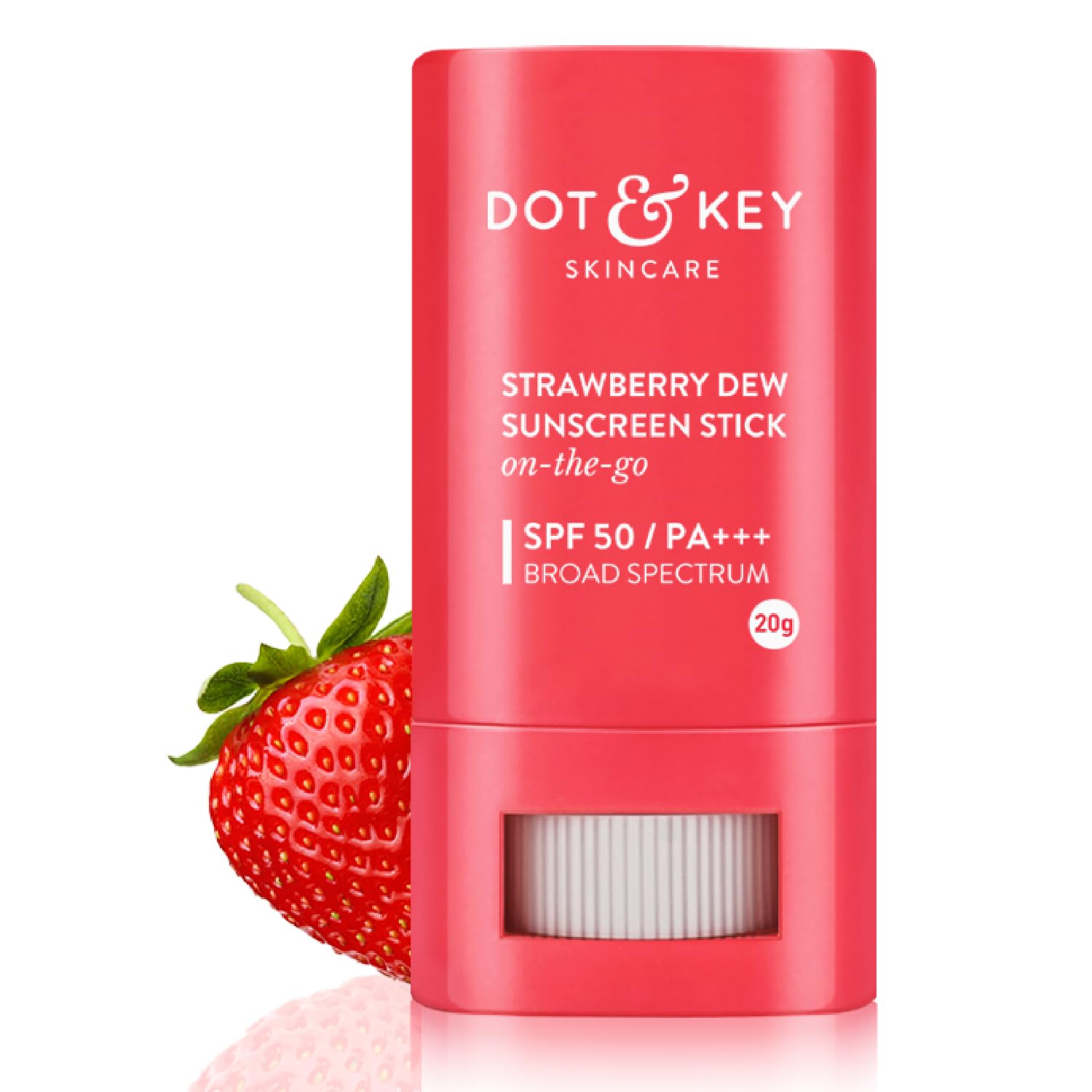 Strawberry Dew SPF 50 sunscreen stick with clear invisible finish