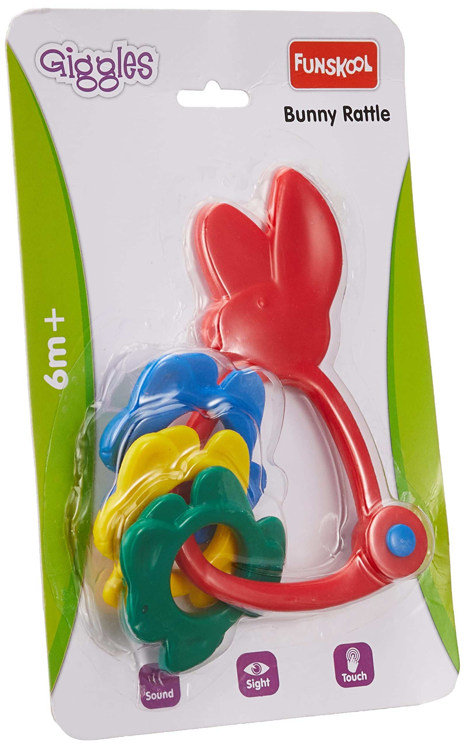 Multicolor plastic bunny ring rattle for babies 6 months and above