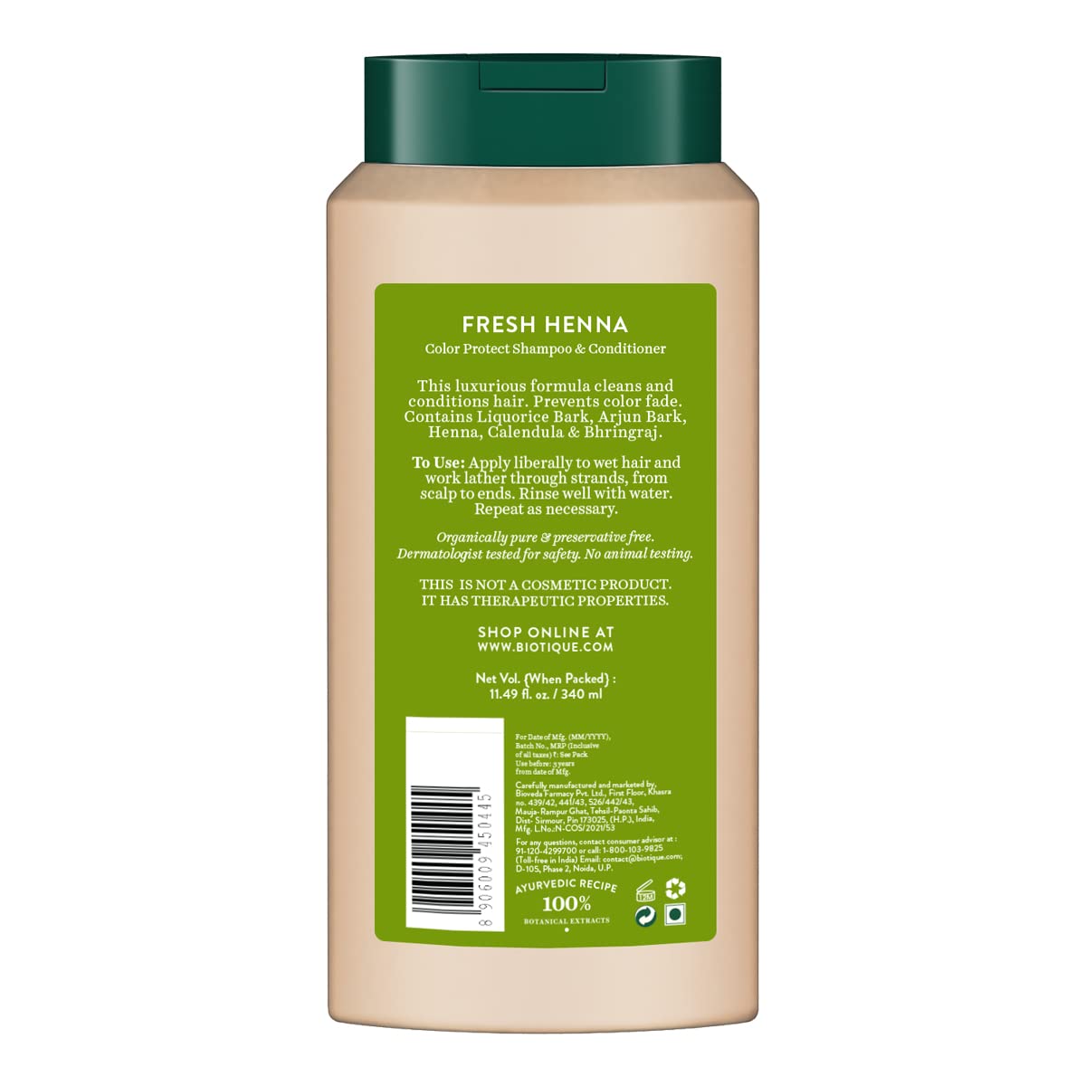 Biotique Fresh Henna Color Protect Shampoo & Conditioner for Color Treated Hair, 340ml – view 2