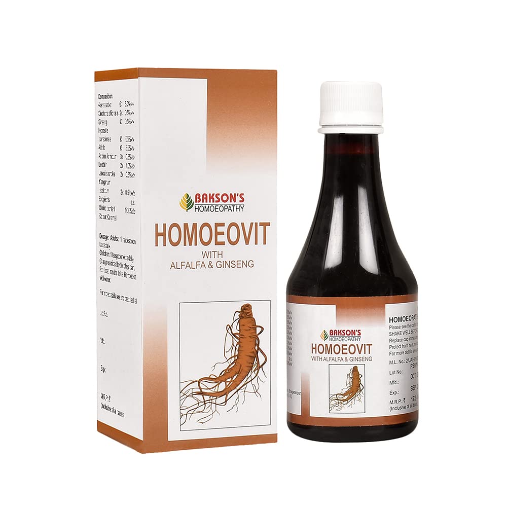 Bakson Homoeovit Syrup 225 ml pack and bottle front view