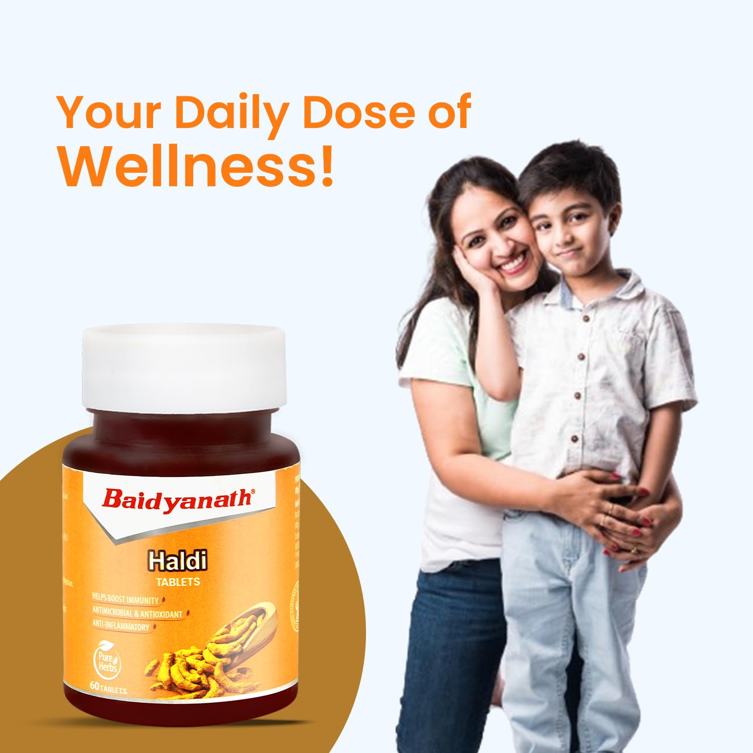 Baidyanath Turmeric Tablets with Natural Haldi Extract (60TB) Pack of 1 - Helps Boost Immunity, Blood Cleansing, Skin Problems, Strengthen Digestion – view 3