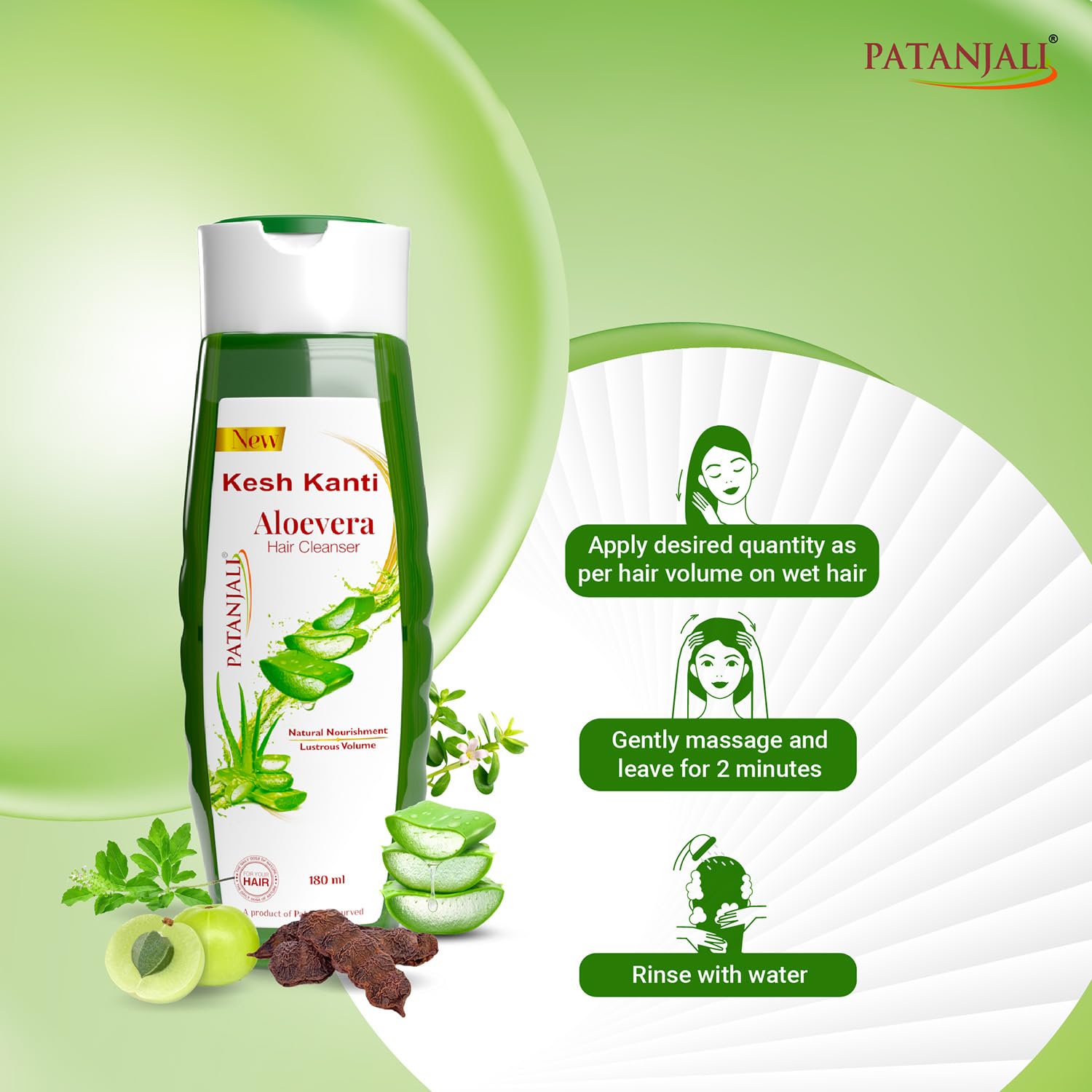 Patanjali Kesh Kanti Aloevera Hair Cleanser 180ML, Natural Nourishing Shampoo, Herbal Care for Healthy Hair, Scalp Cleansers for Men and Women, For All Types – view 6