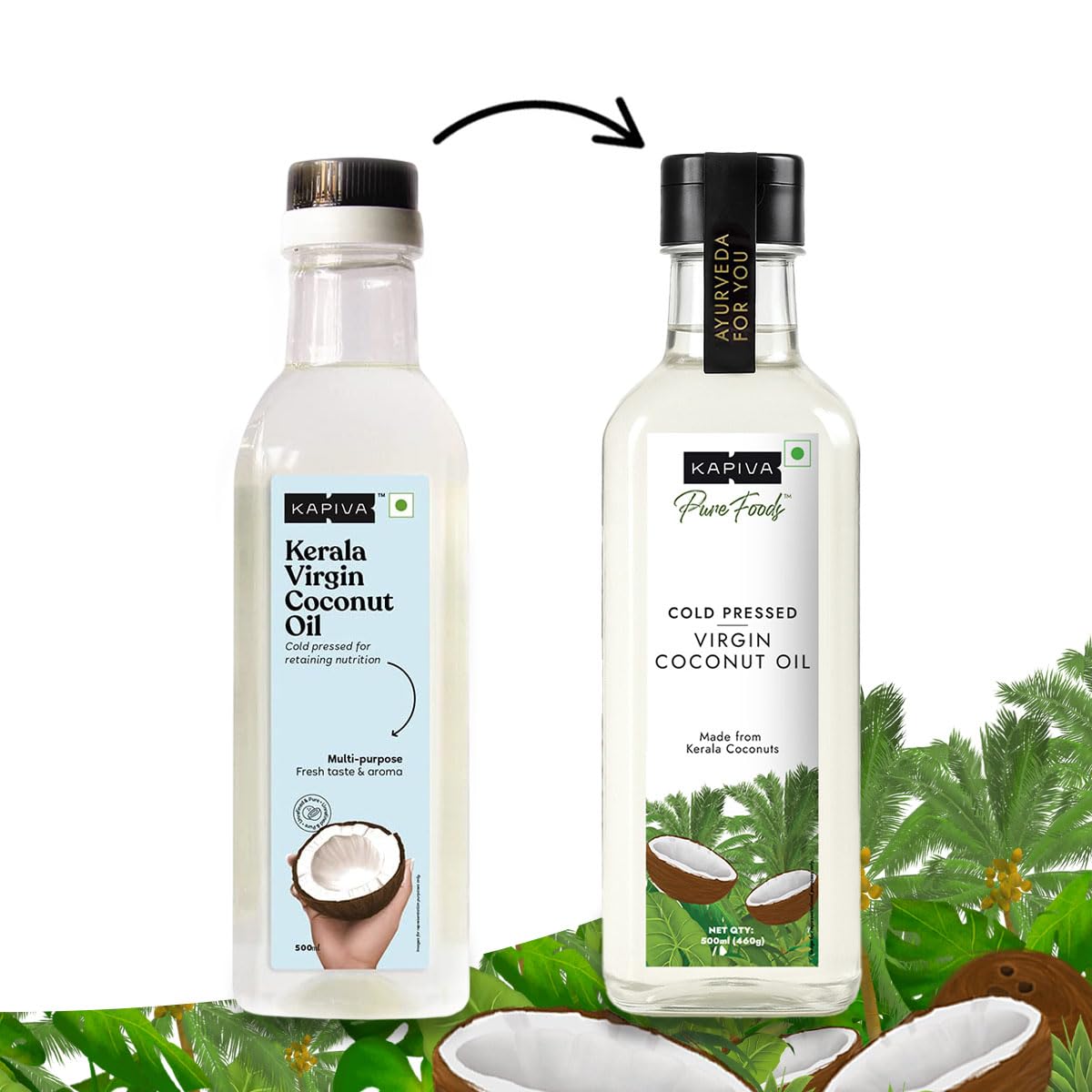Kapiva Virgin Cold-Pressed Coconut Oil Super Saver Pack 500ml (Pack of 2) – view 2