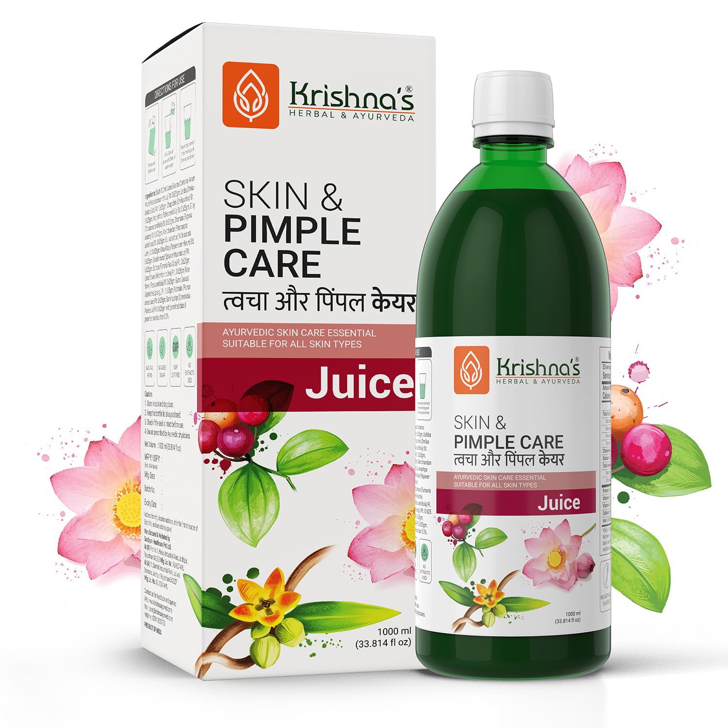 Ayurvedic skin and pimple care juice bottle, 1000 ml