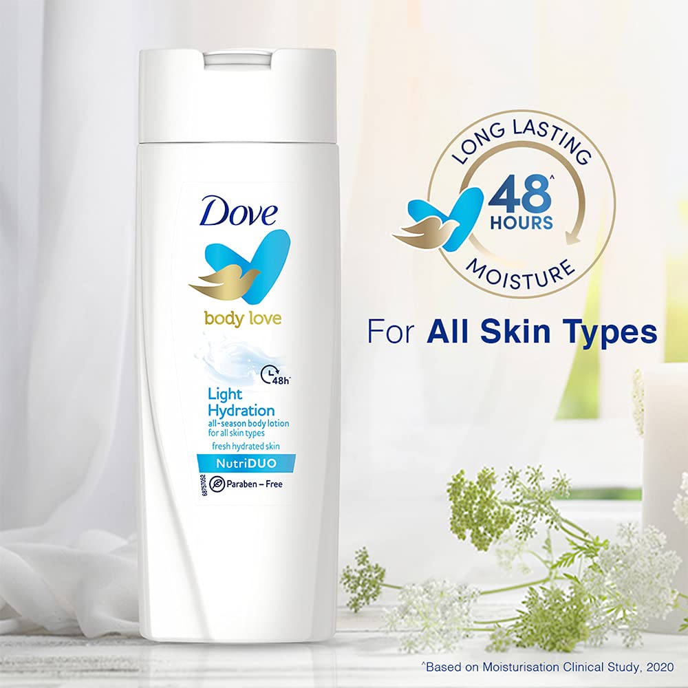 Dove Body Love Light Hydration Body Lotion For All Skin Types Paraben Free, 48hrs Moisturisation with Plan Based moisturiser, Fresh Hydrated Skin 100ml – view 3
