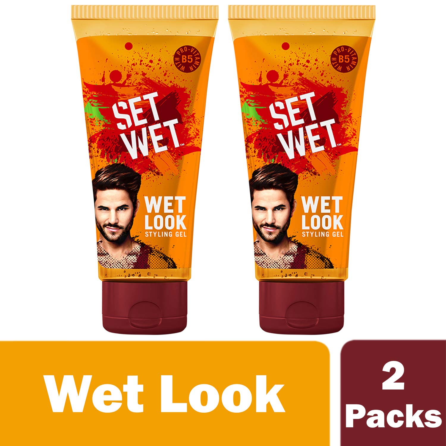 Set Wet Daily Hair Styling Gel for Men Wet Look, Alcohol Free, Pro Vitamin B5, Light Hold & Shine, Tube 100 ml (Pack of 2) – view 2