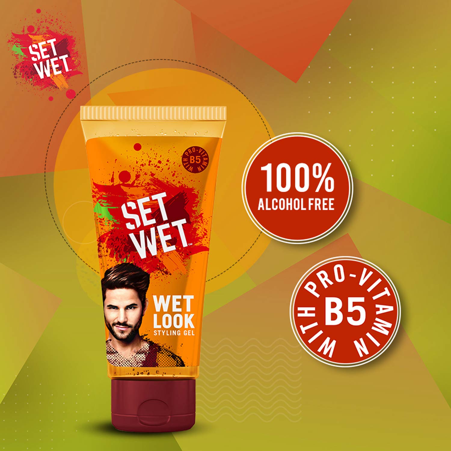 Set Wet Daily Hair Styling Gel for Men Wet Look, Alcohol Free, Pro Vitamin B5, Light Hold & Shine, Tube 100 ml (Pack of 2) – view 3