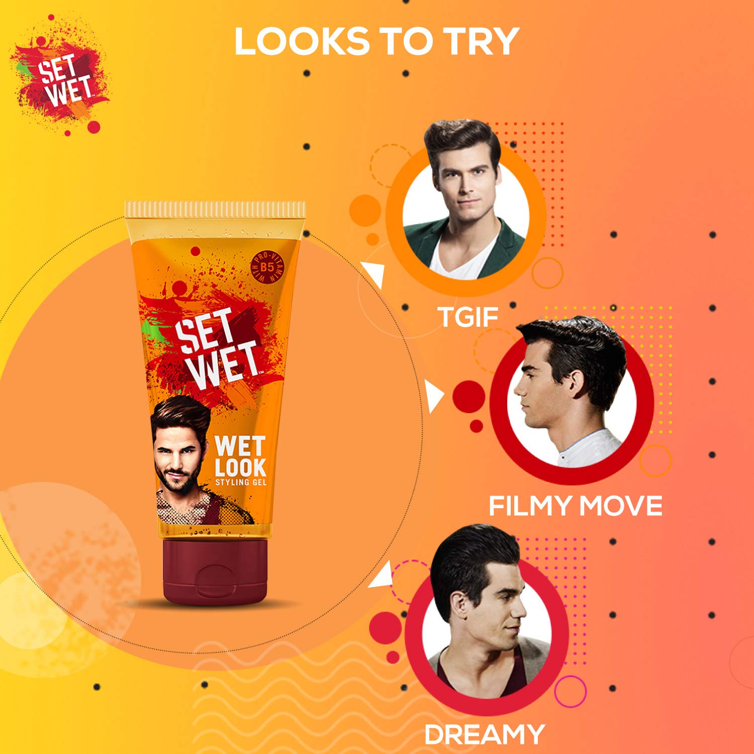 Set Wet Daily Hair Styling Gel for Men Wet Look, Alcohol Free, Pro Vitamin B5, Light Hold & Shine, Tube 100 ml (Pack of 2) – view 6