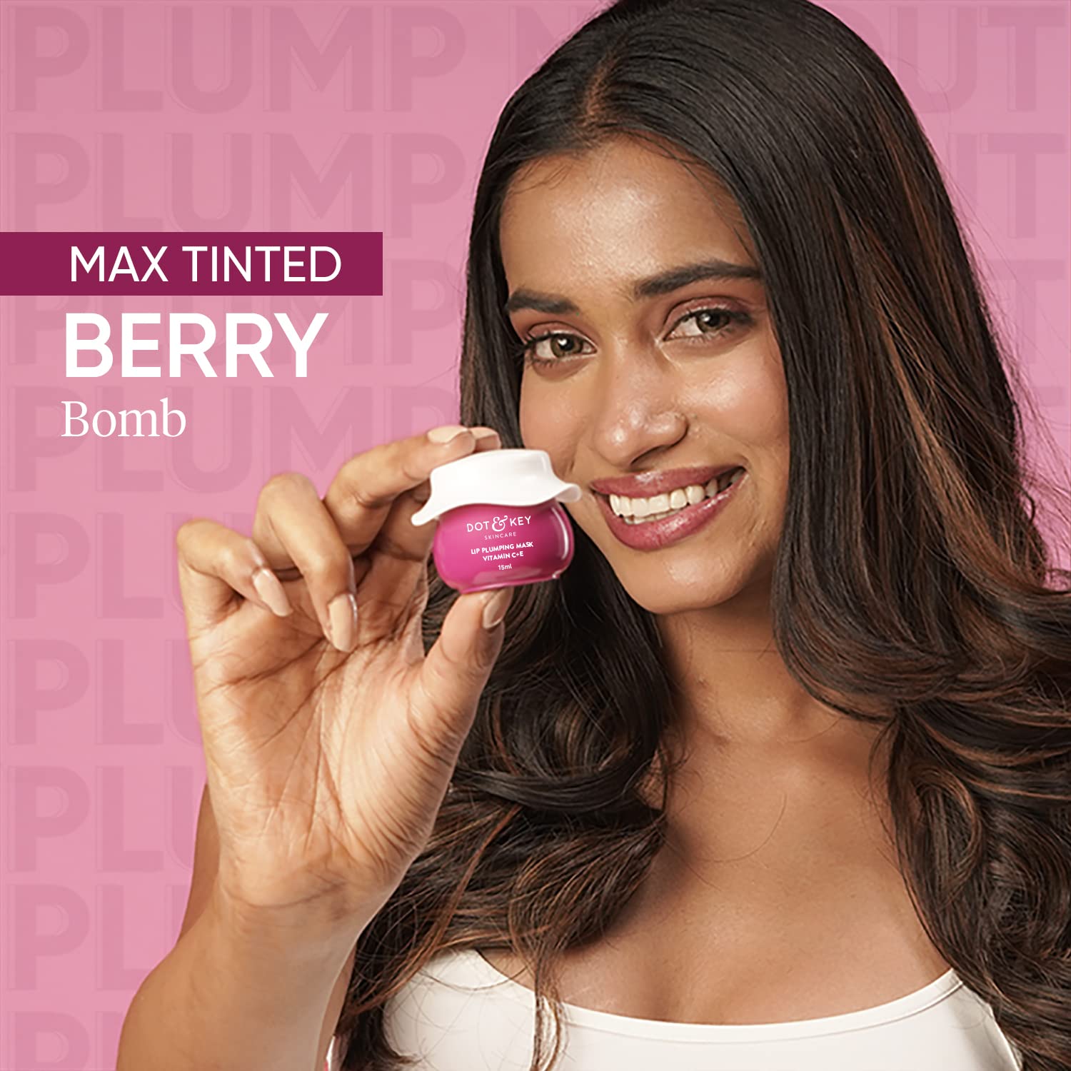 Dot & Key Lip Plumping Mask With Vitamin C + E For Naturally Glowing Lips, Fades Lip Pigmentation, Smoothes Flaky & Dry Lips, Lip Mask For Soft, Smooth & Plump Lips (Wild Berries & Pomegranate) 15ml – view 7