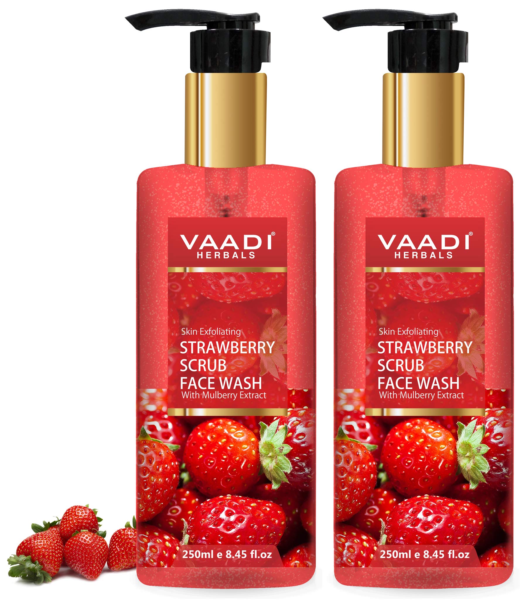 Vaadi Herbals Pvt Ltd Strawberry Scrub Face Wash With Mulberry Extract, 250 Ml (Pack Of 2) – view 2