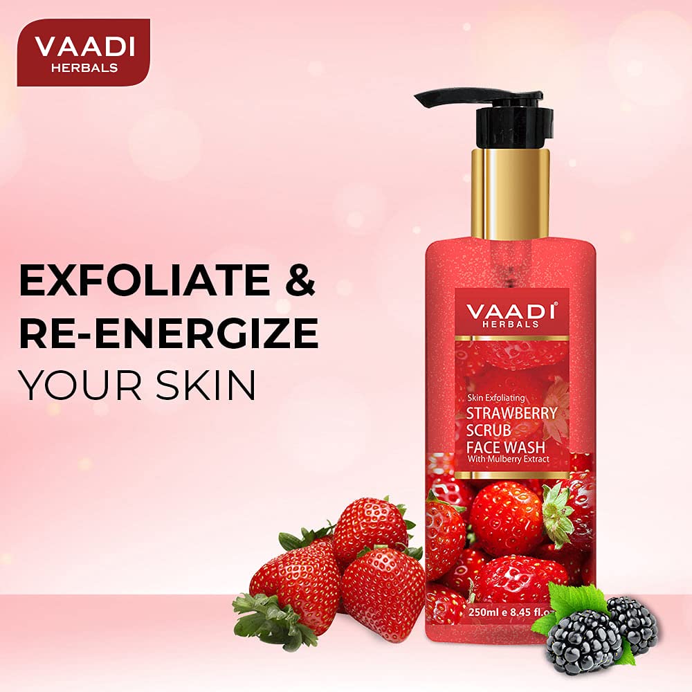 Vaadi Herbals Pvt Ltd Strawberry Scrub Face Wash With Mulberry Extract, 250 Ml (Pack Of 2) – view 4